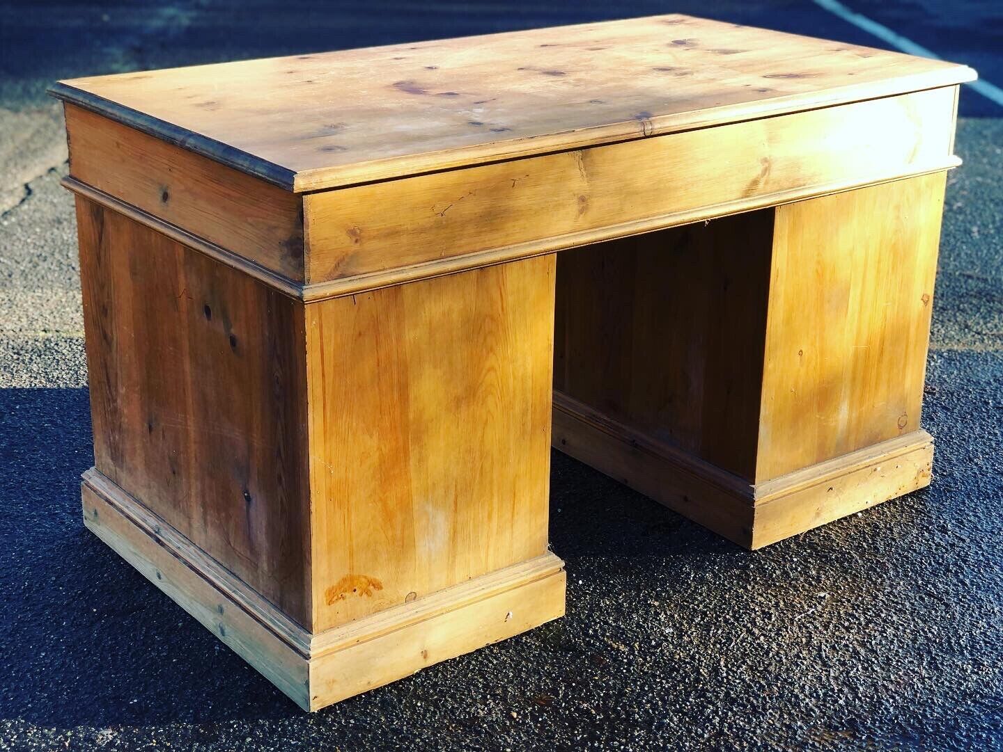 Pine Pedestal Desk. Large In Size