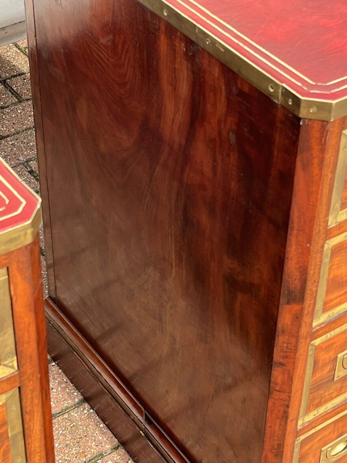 Antique Pair Of Bedside Drawers. Mahogany With Brass Bound Decoration