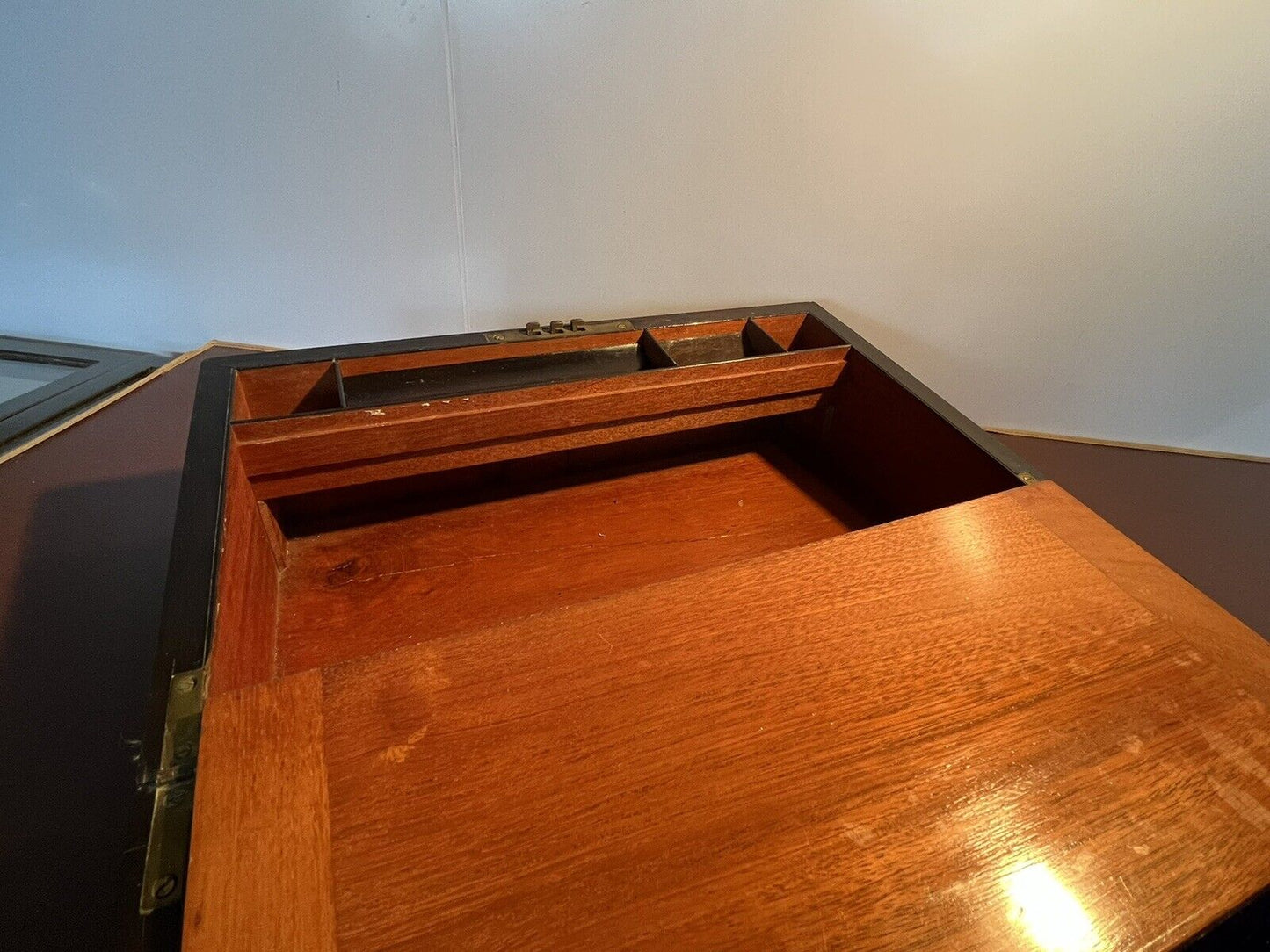 Burr Walnut Victorian Writing Box & Slope With Fitted Interior.