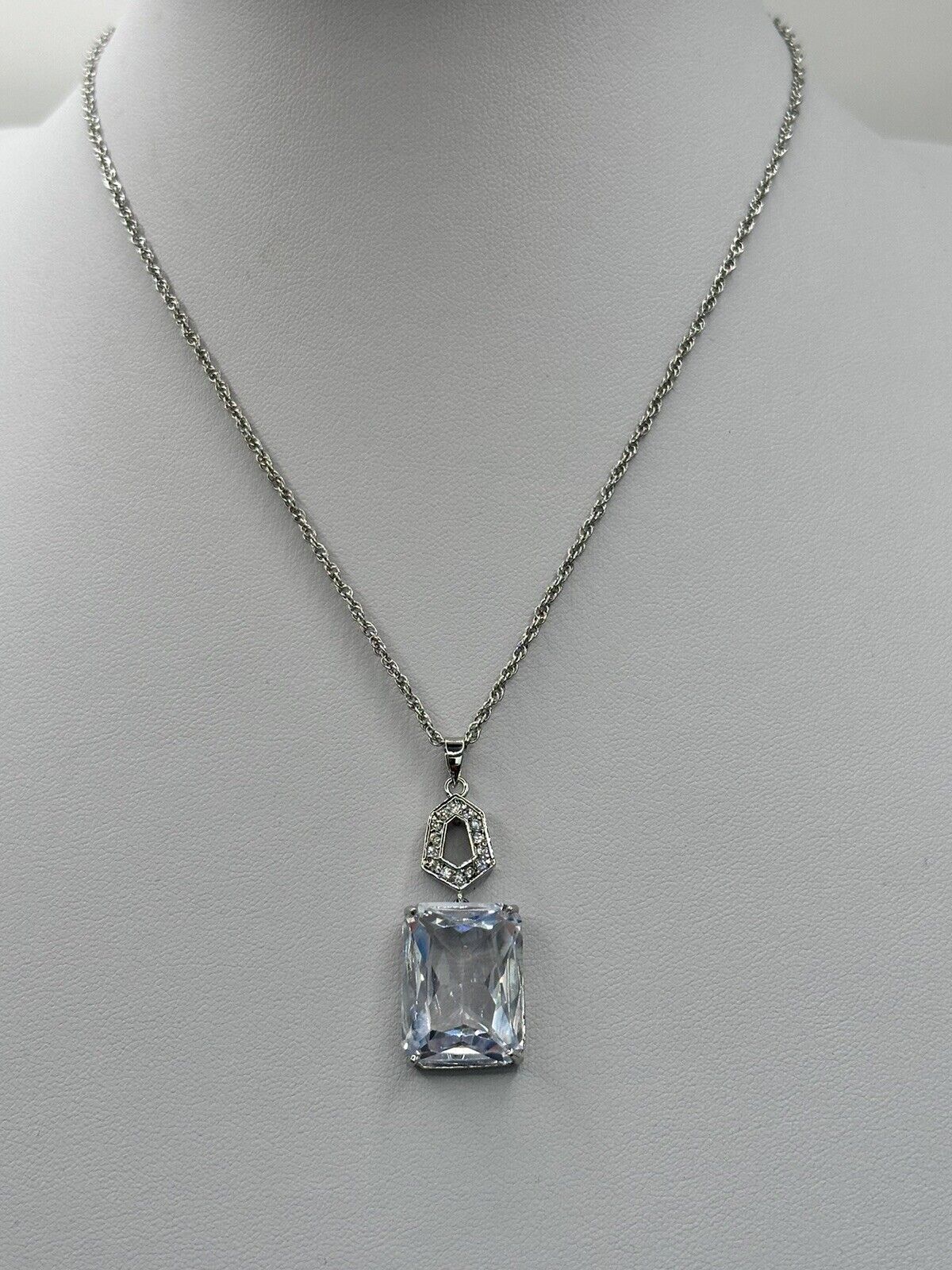 Vintage Statement Clear Crystal Drop Necklace