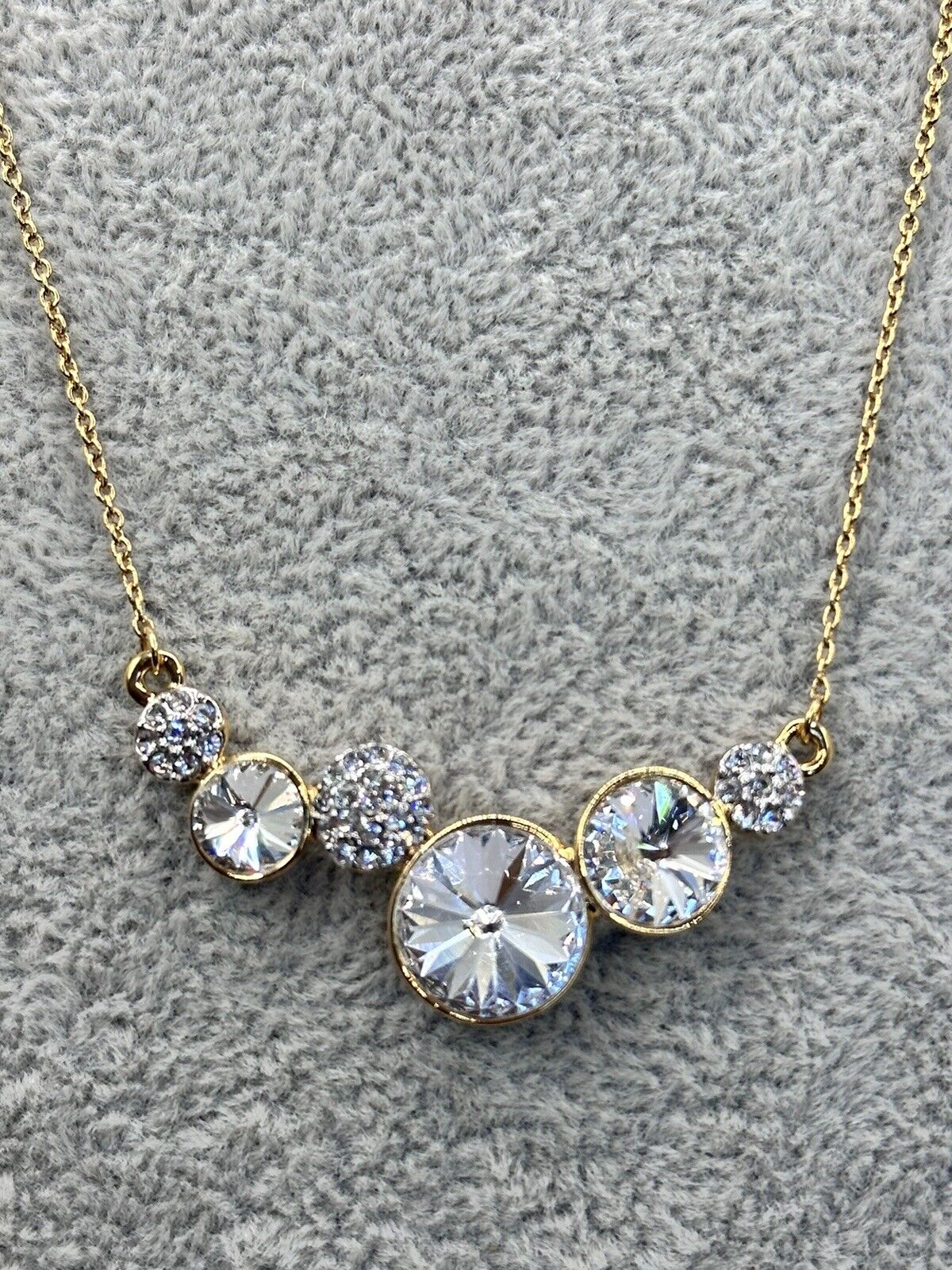 Gold Plated Necklace Made With Clear Swarovski Crystals