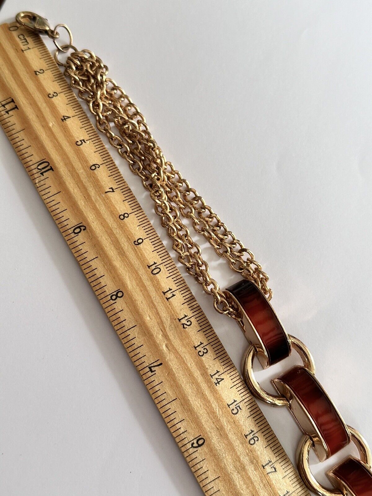 Vintage 1980s Gold Tone Brown Designer Style Necklace