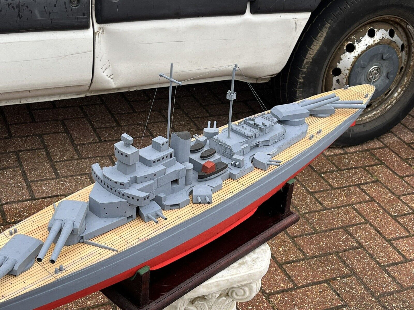 HUGE Wooden Model Of A Battleship