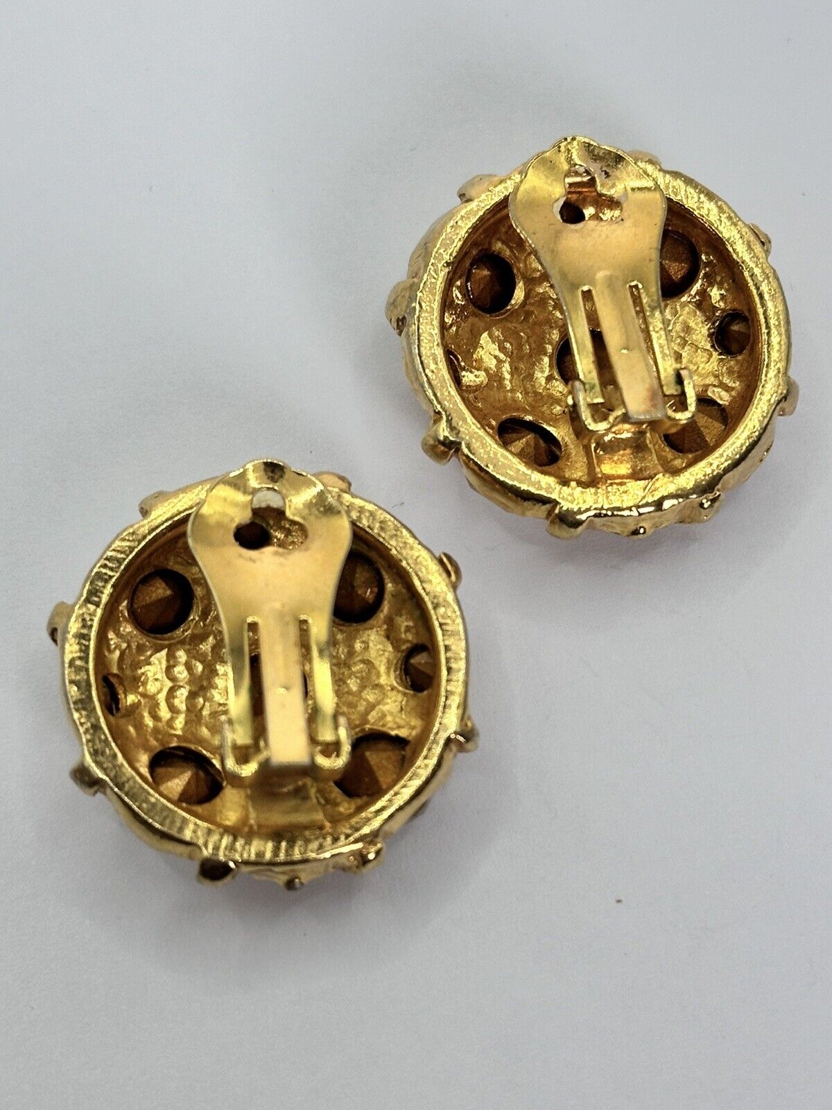 Vintage Statement Gold Tone Diamanté Clip On Earrings