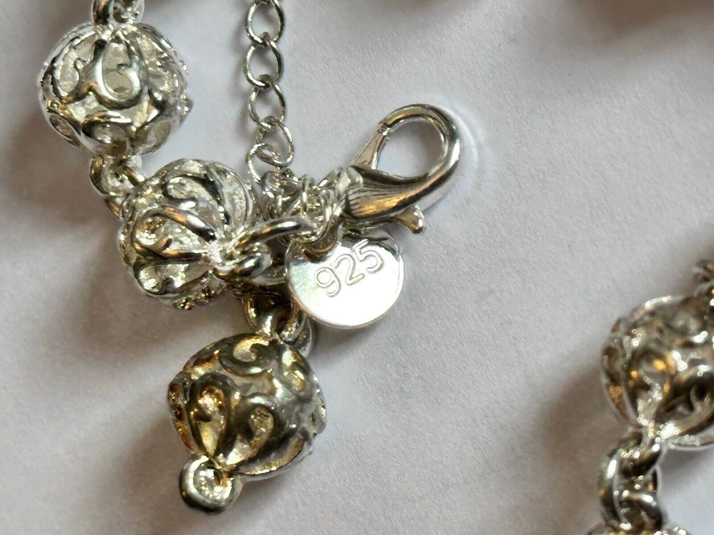 Silver 925 Detailed Balls On Chain With Drop Bracelet 22.70g