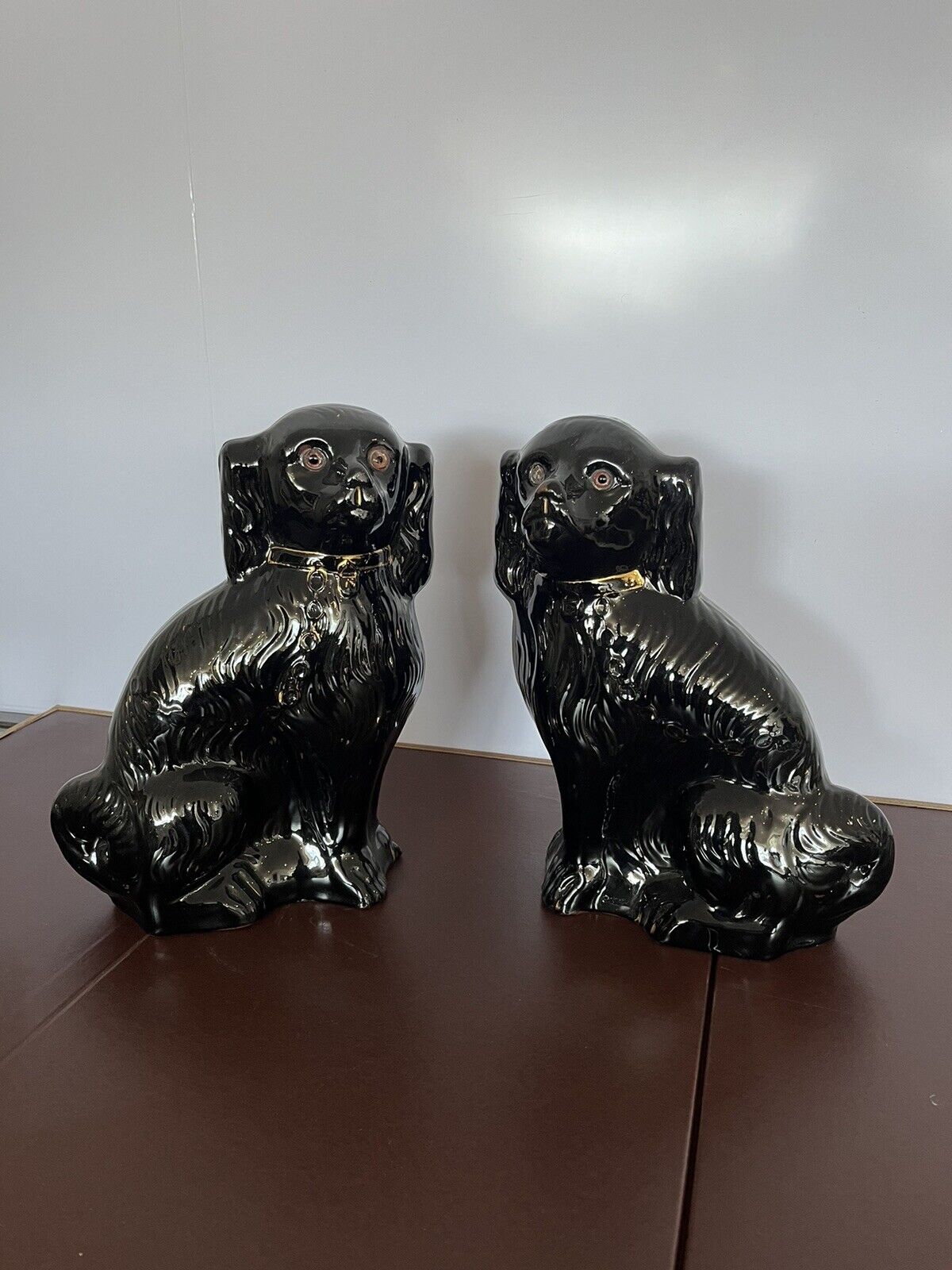 Pair Of Large Antique English Staffordshire Dogs