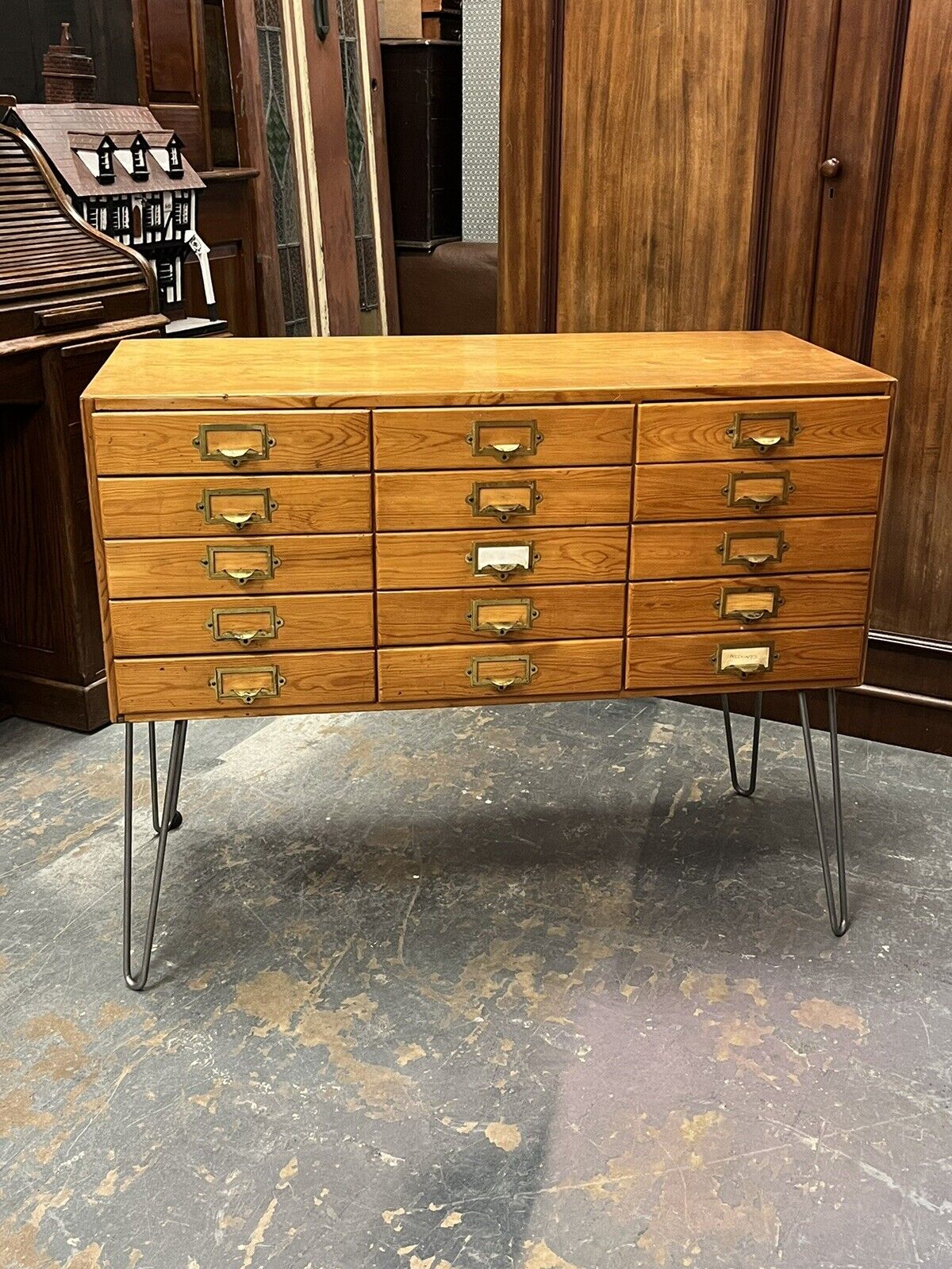 Mid Century Bank Of Collectors Drawers. 15 Drawers. Good Quality.