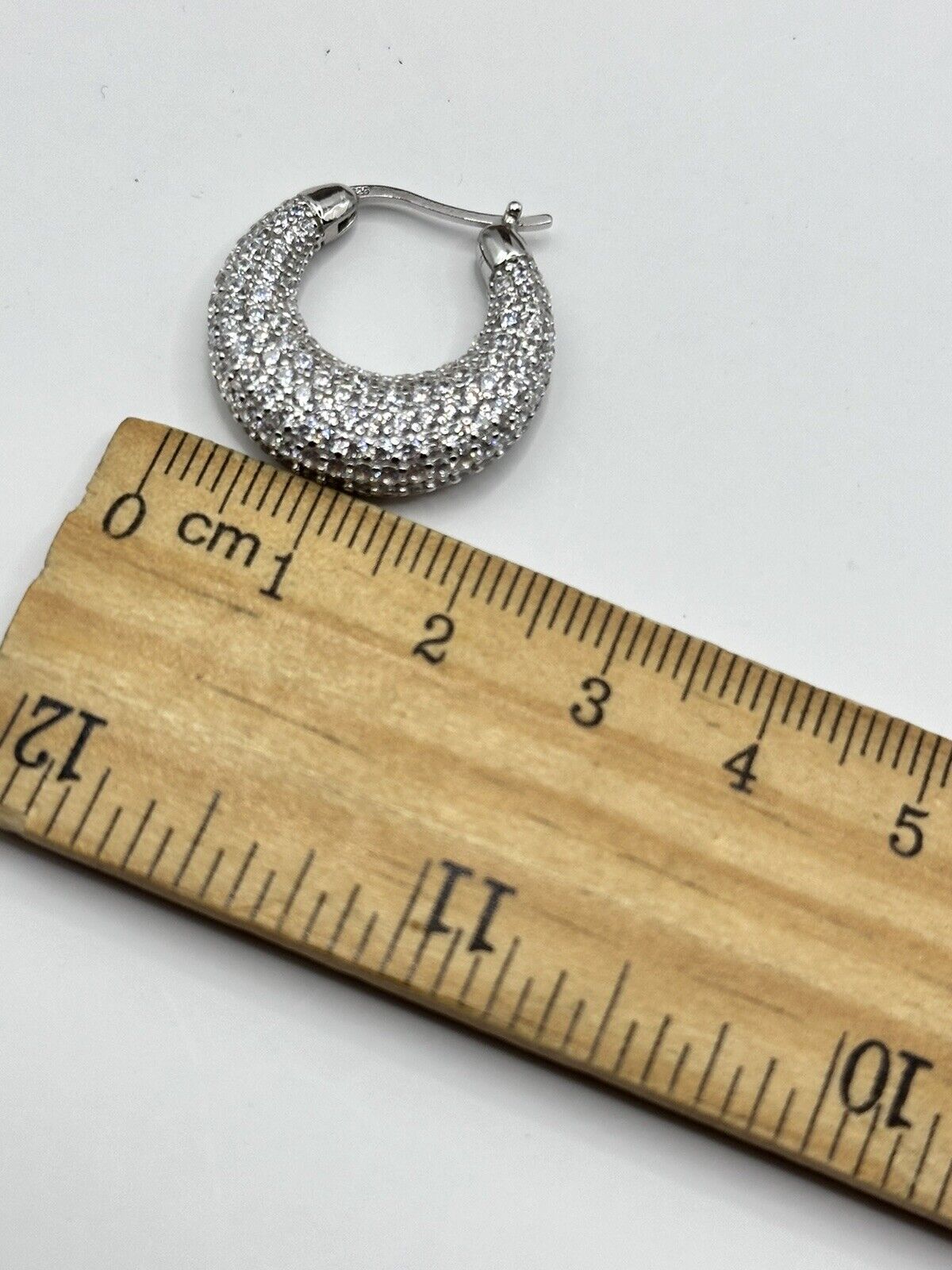 Vintage Diamonique Sterling Silver Hoop Earrings Boxed