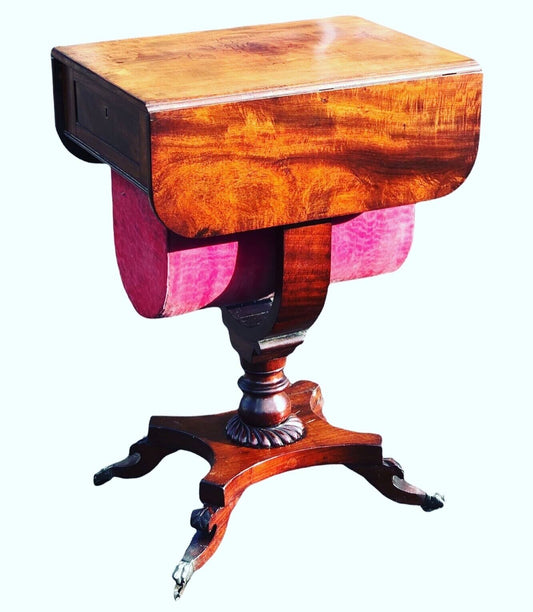 Antique Regency Mahogany Sewing Table / Workbox