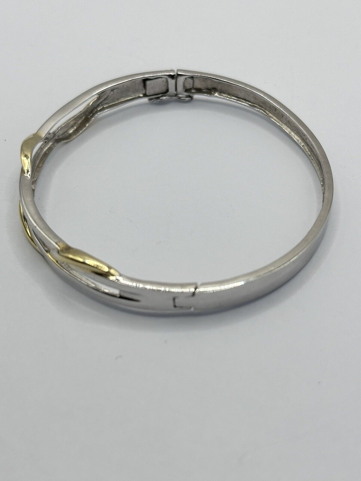 Vintage Silver 925 Swirl Gold Plated Bangle Safety Catch