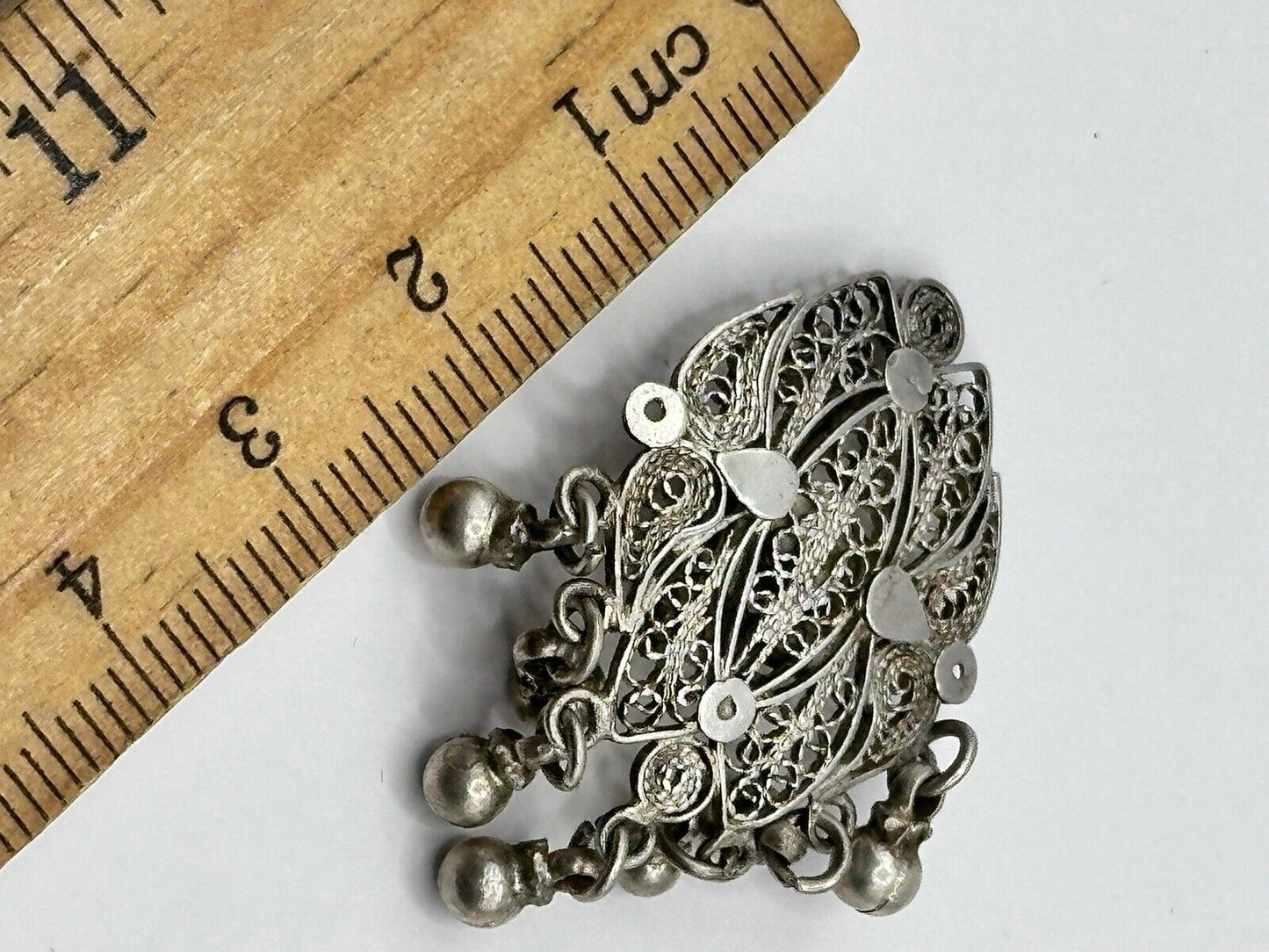 Vintage Silver Tone Filigree Clip On Earrings