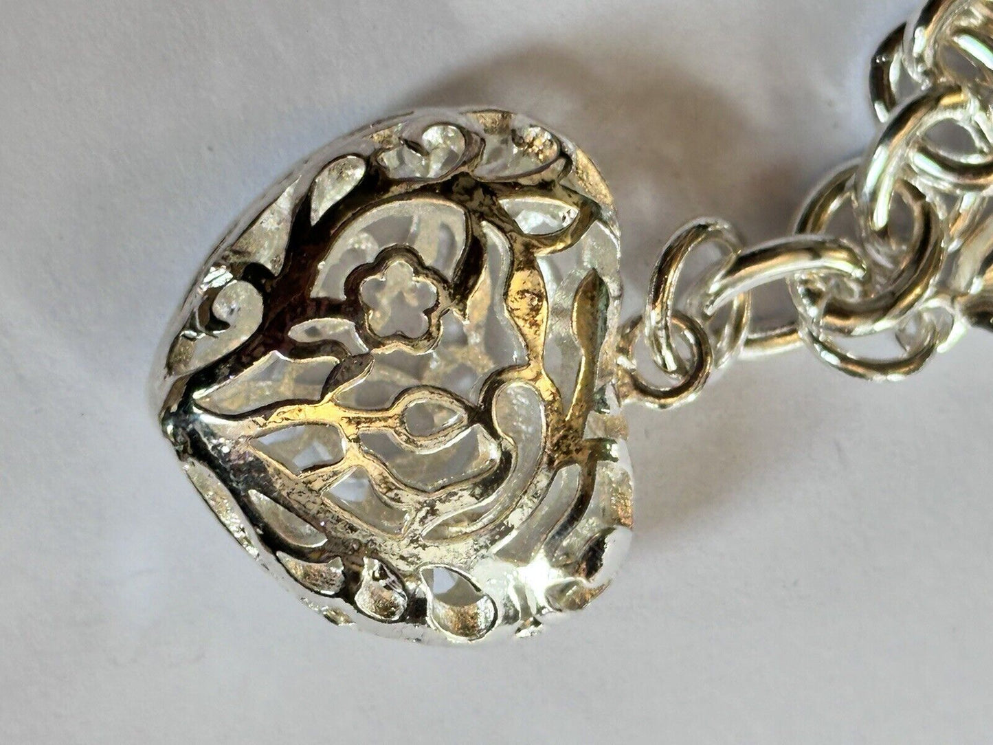 Silver 925 Chain With Heart Drop Bracelet 25.66g