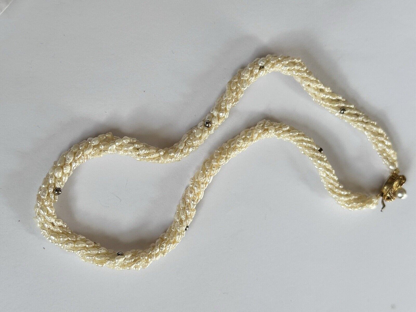 Vintage Multi Strand Cluster Pearls With Gilded Silver Clasp