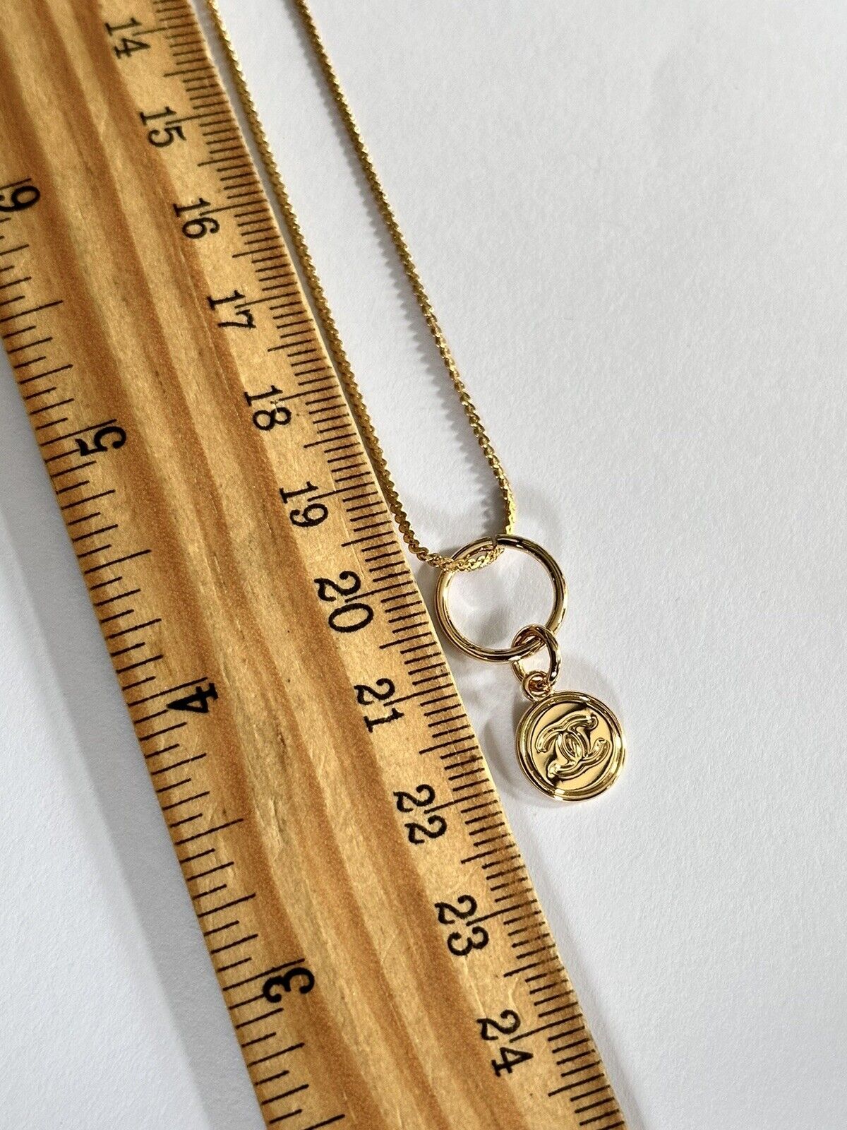 Genuine Chanel Charm Pendant Reworked On New 18ct Gold Plated Chain