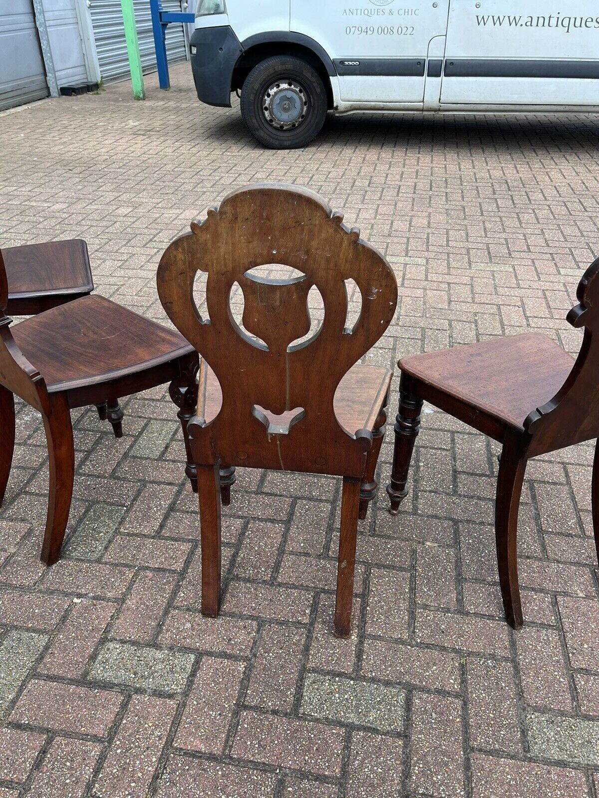 4 Victorian Shield Back Mahogany Hall Chairs. Country House Furniture