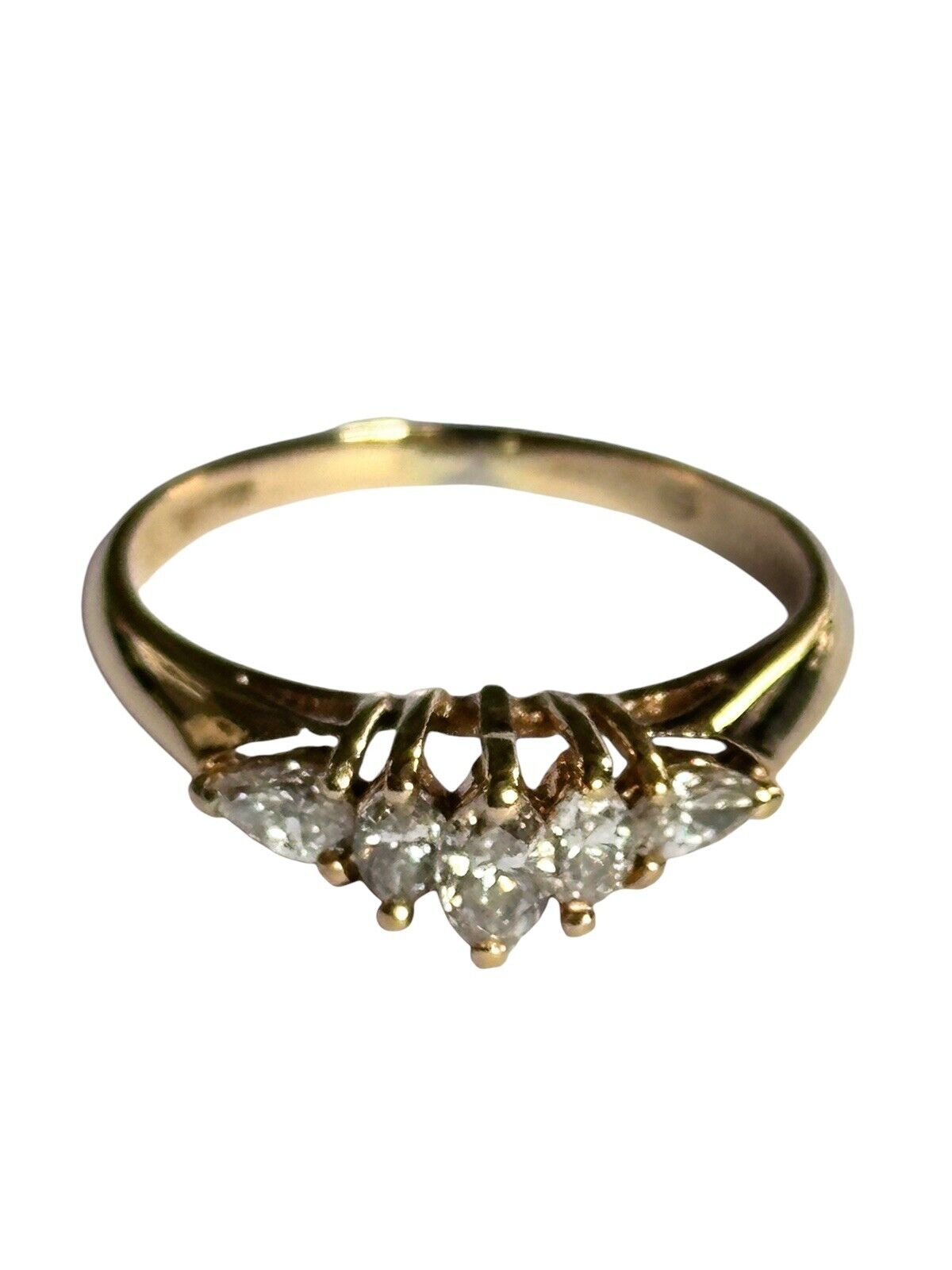 Vintage 18ct Gold Marquise Pear 0.50ct Diamond Ring Size N1/2