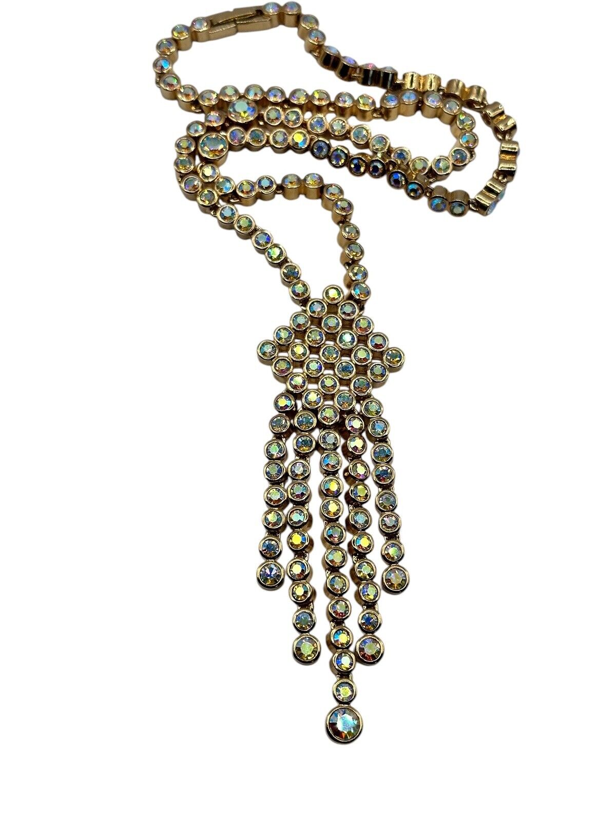 Statement Gold Plated Aurora Borealis Made With Swarovski Crystals New Old Stock