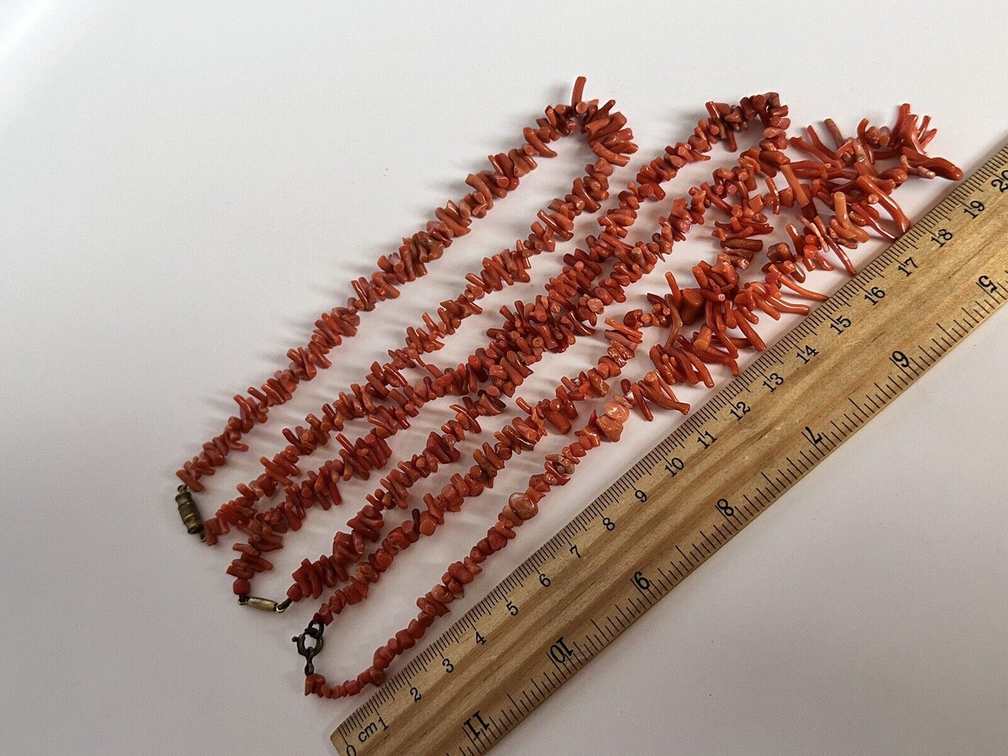 Vintage Set Of 3 Coral Strand Necklaces