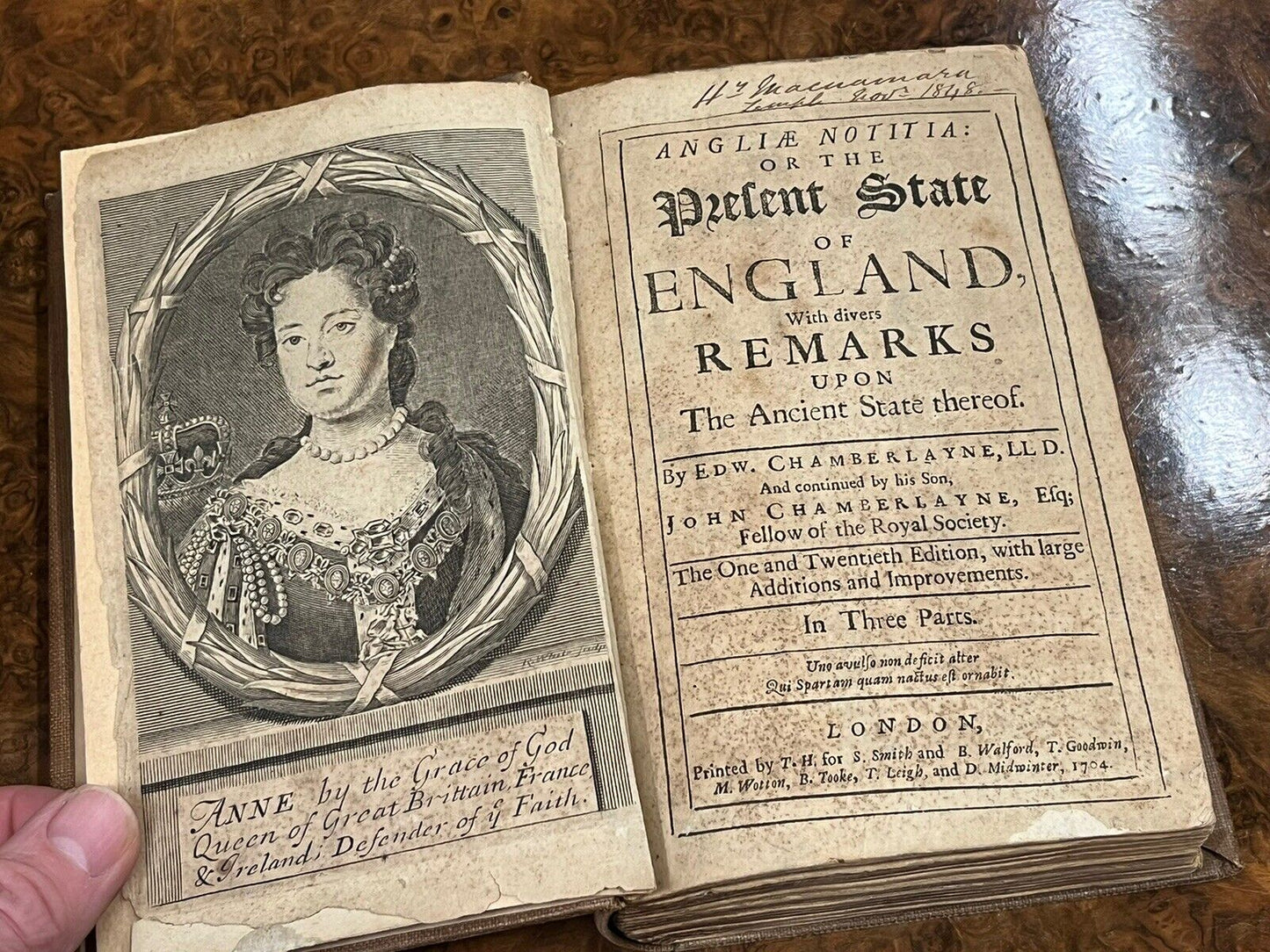 Queen Anne, 1704 Edition Present State Of England By Edward Chamberlayne Esq