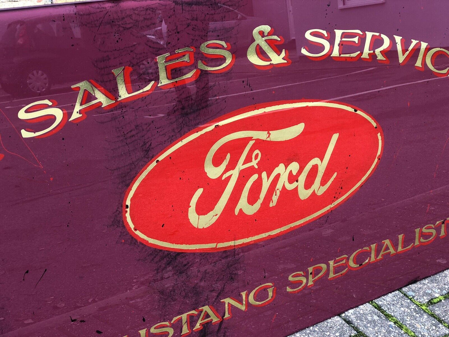 Ford Mustang Glass Garage Shop Sign. HUGE IN SIZE. 183 cms x 78 cms