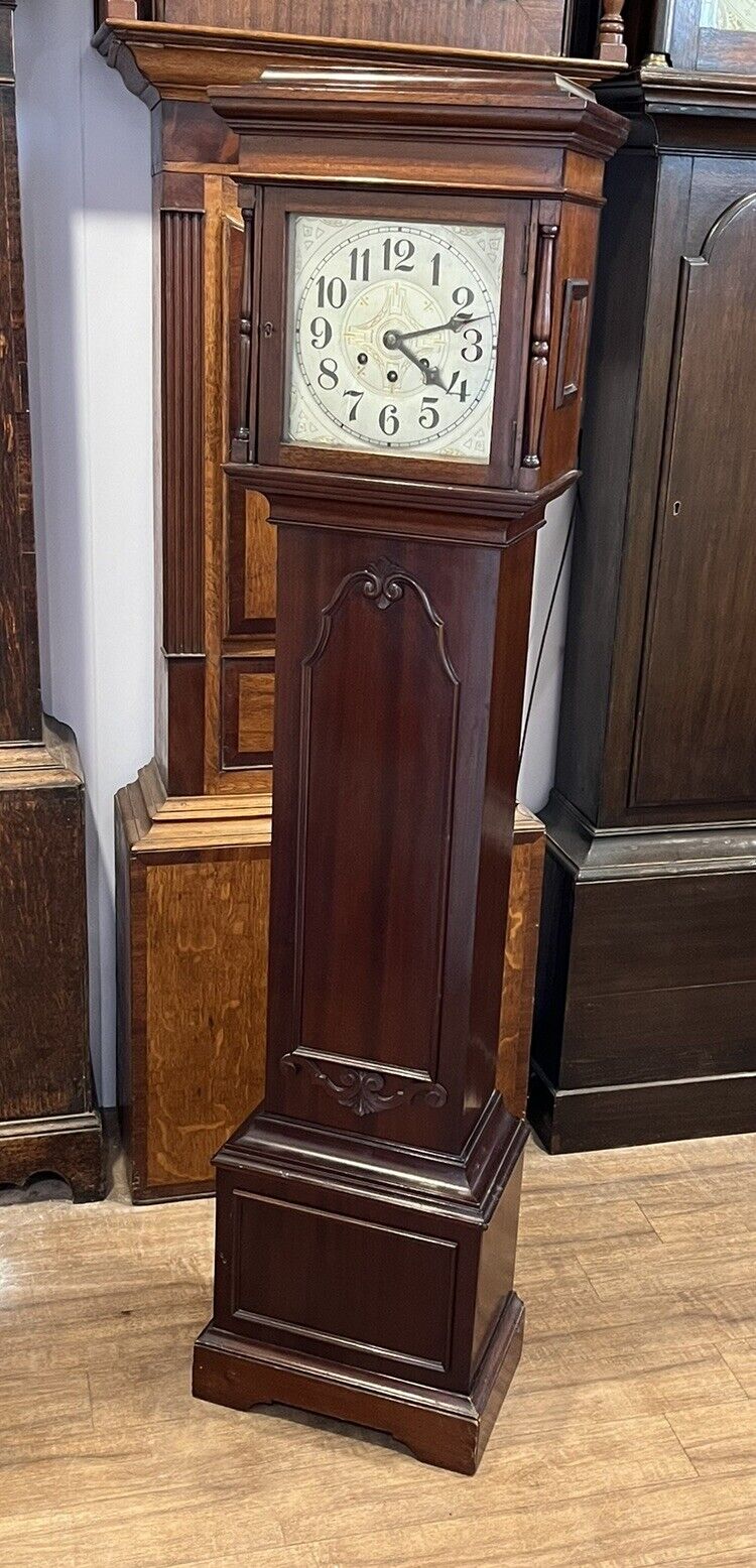 Edwardian Westminster Chime Longcase Clock Of Small Proportions.