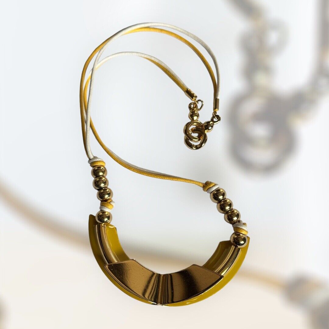 Vintage 1980s Gold Tone Yellow Necklace