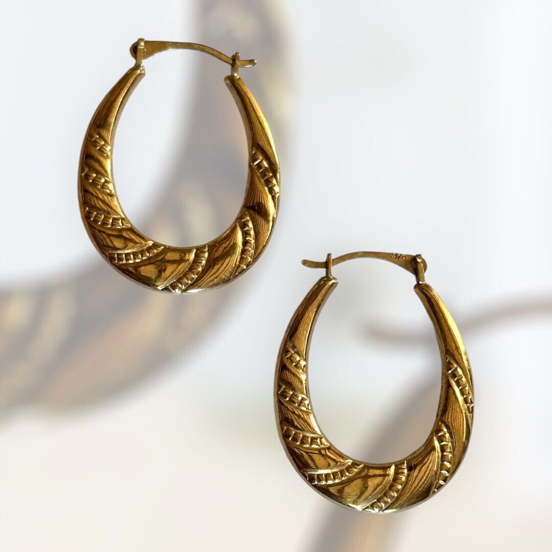 Vintage 9ct Yellow Gold Creole Hoop Earrings