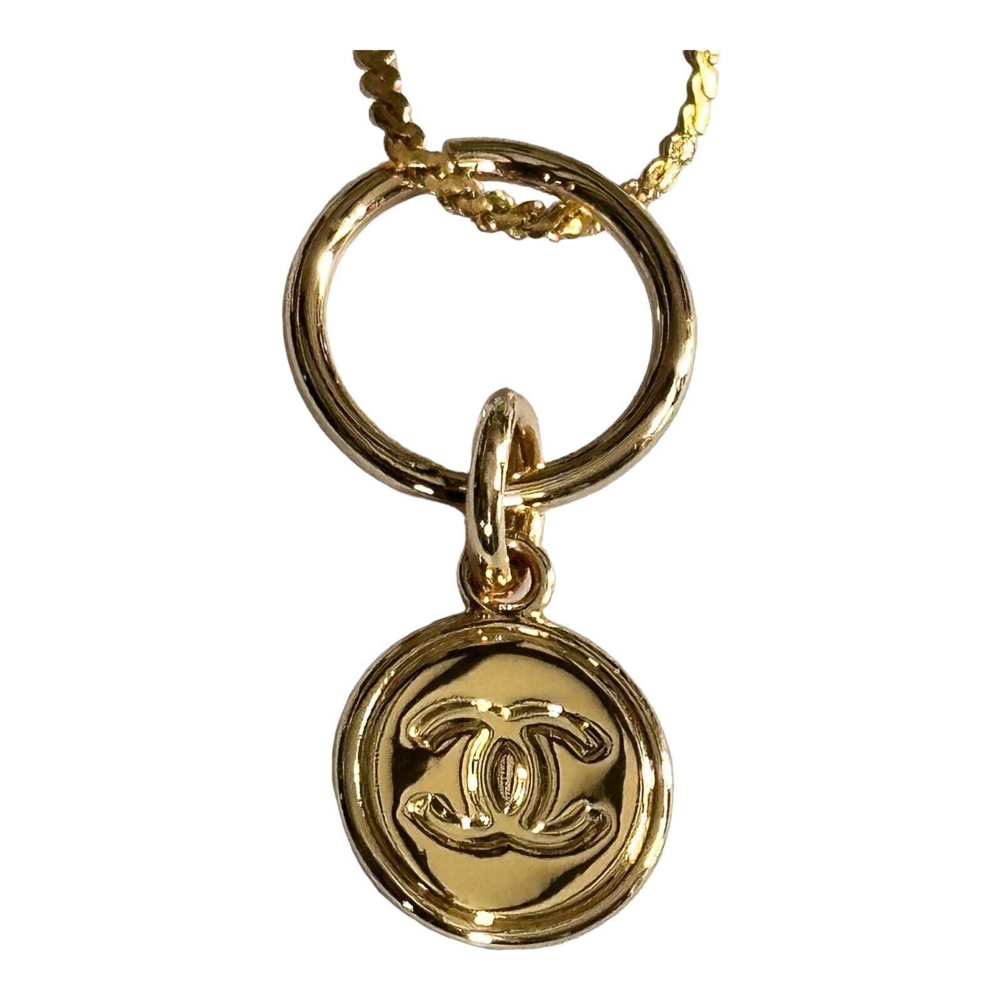 Genuine Chanel Charm Pendant Reworked On New 18ct Gold Plated Chain