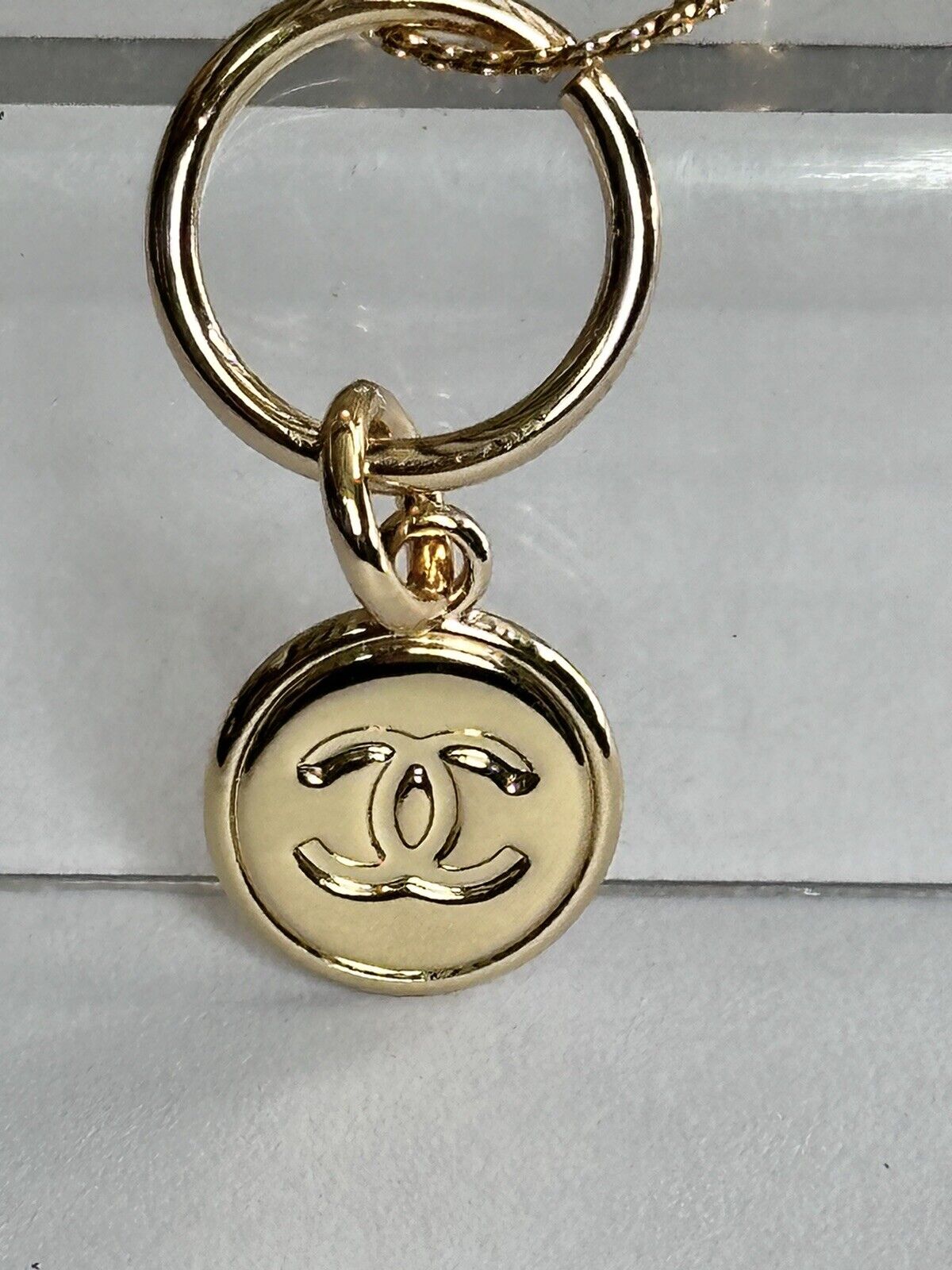 Genuine Chanel Charm Pendant Reworked On New 18ct Gold Plated Chain