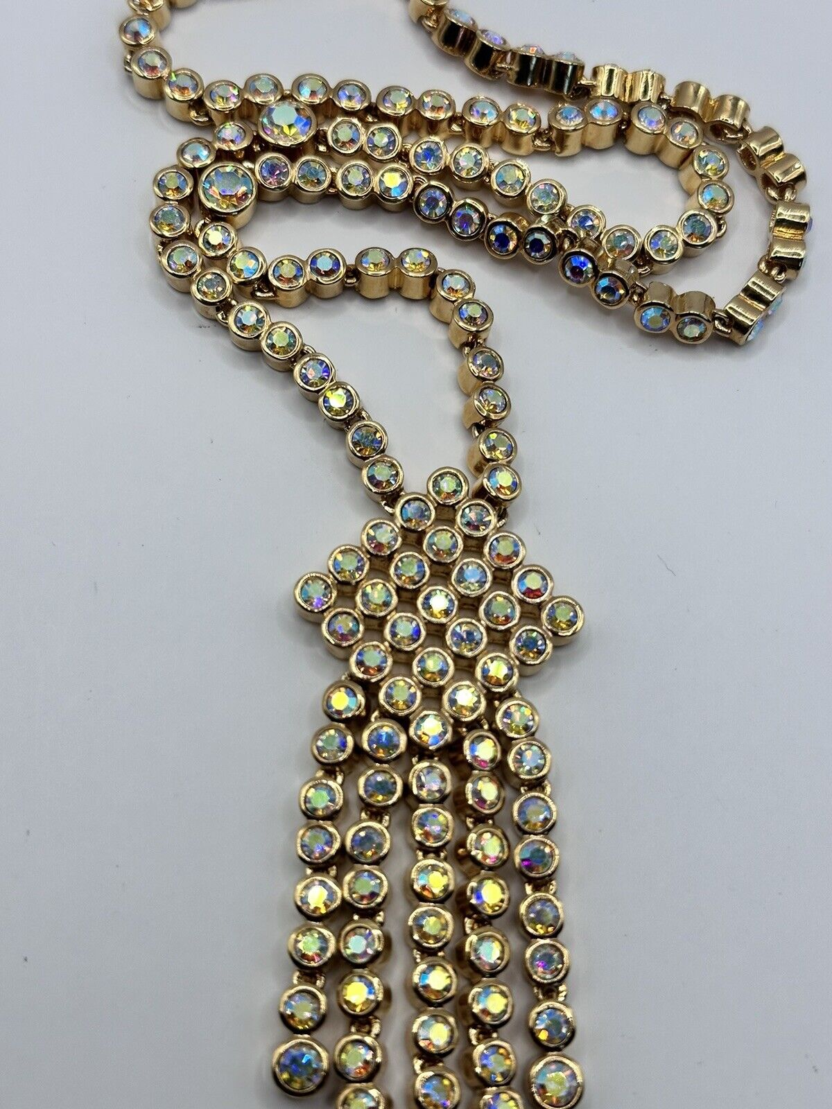 Statement Gold Plated Aurora Borealis Made With Swarovski Crystals New Old Stock
