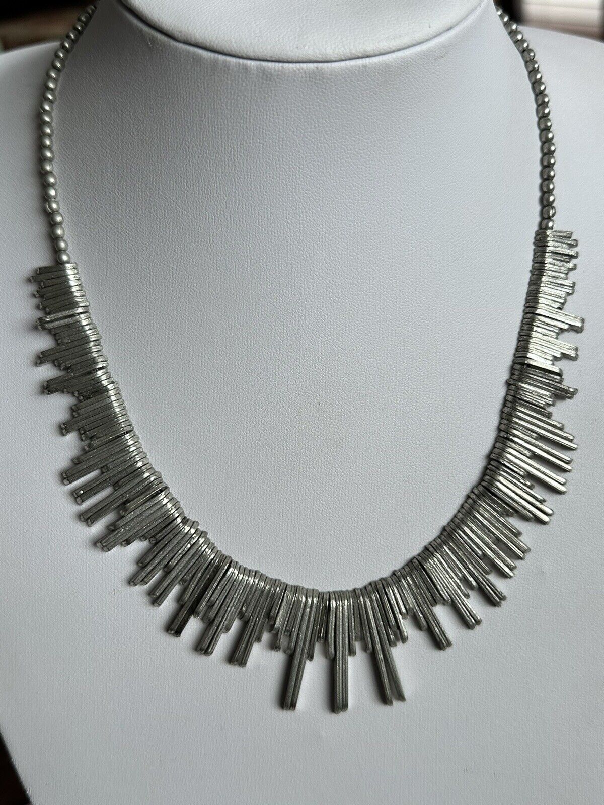 Vintage Silver Tone Modernist Necklace
