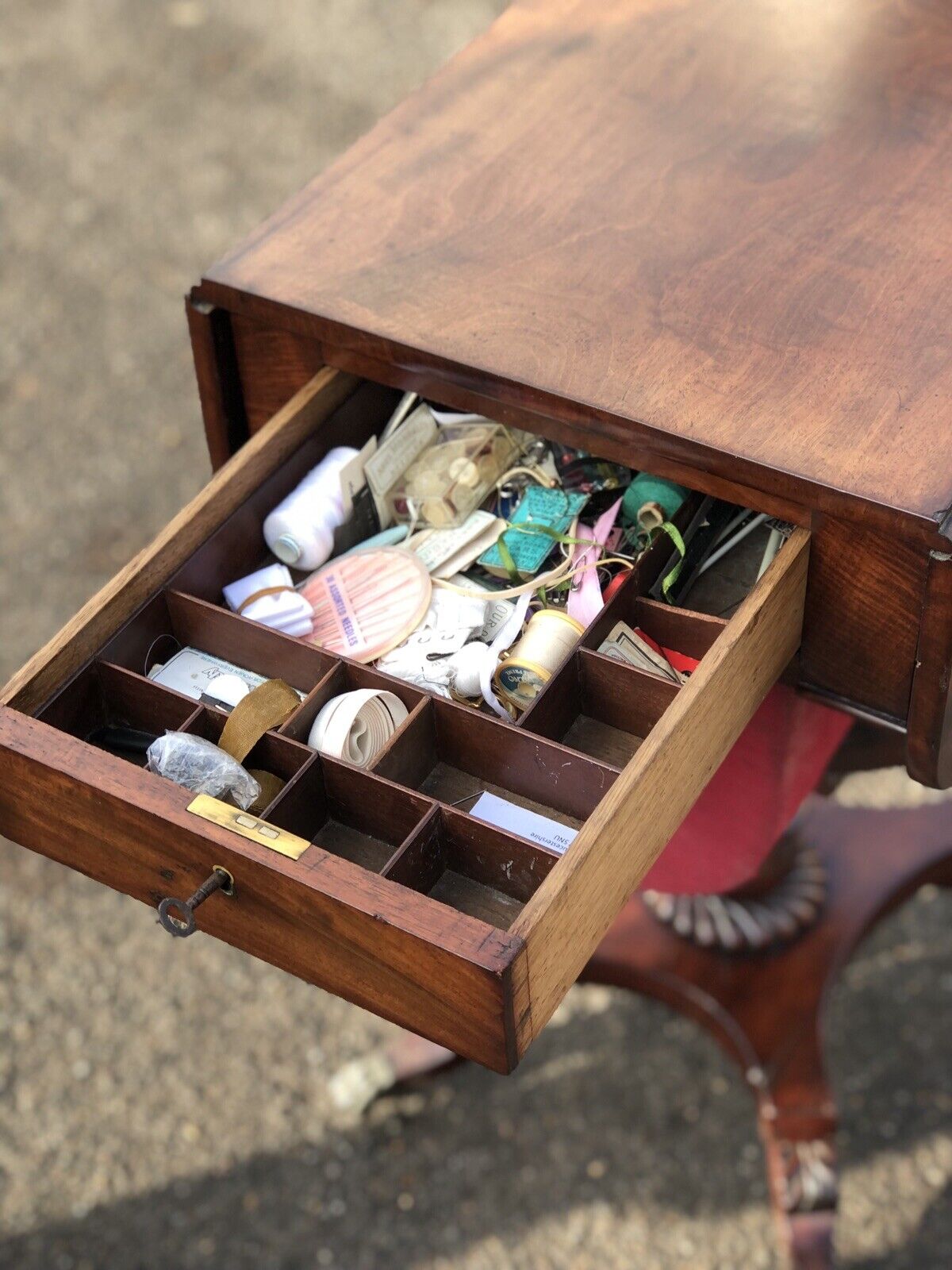 Antique Regency Mahogany Sewing Table / Workbox