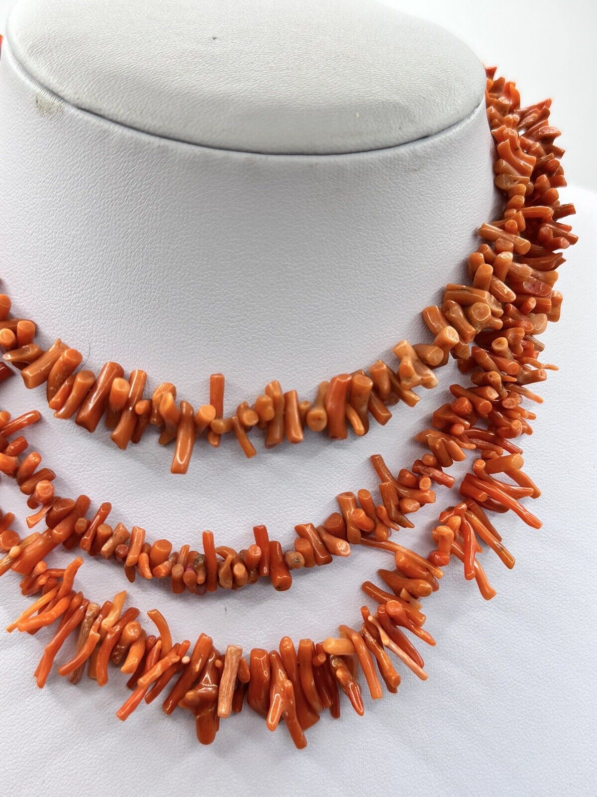 Vintage Set Of 3 Coral Strand Necklaces