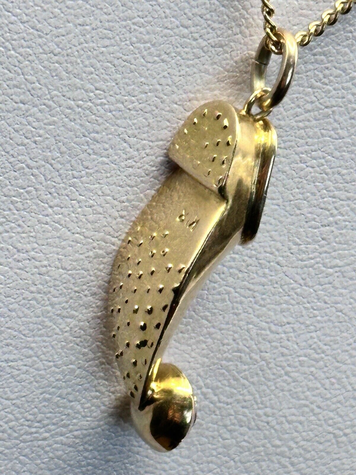 Vintage 18ct Gold Shoe With Rubies On 9ct Chain