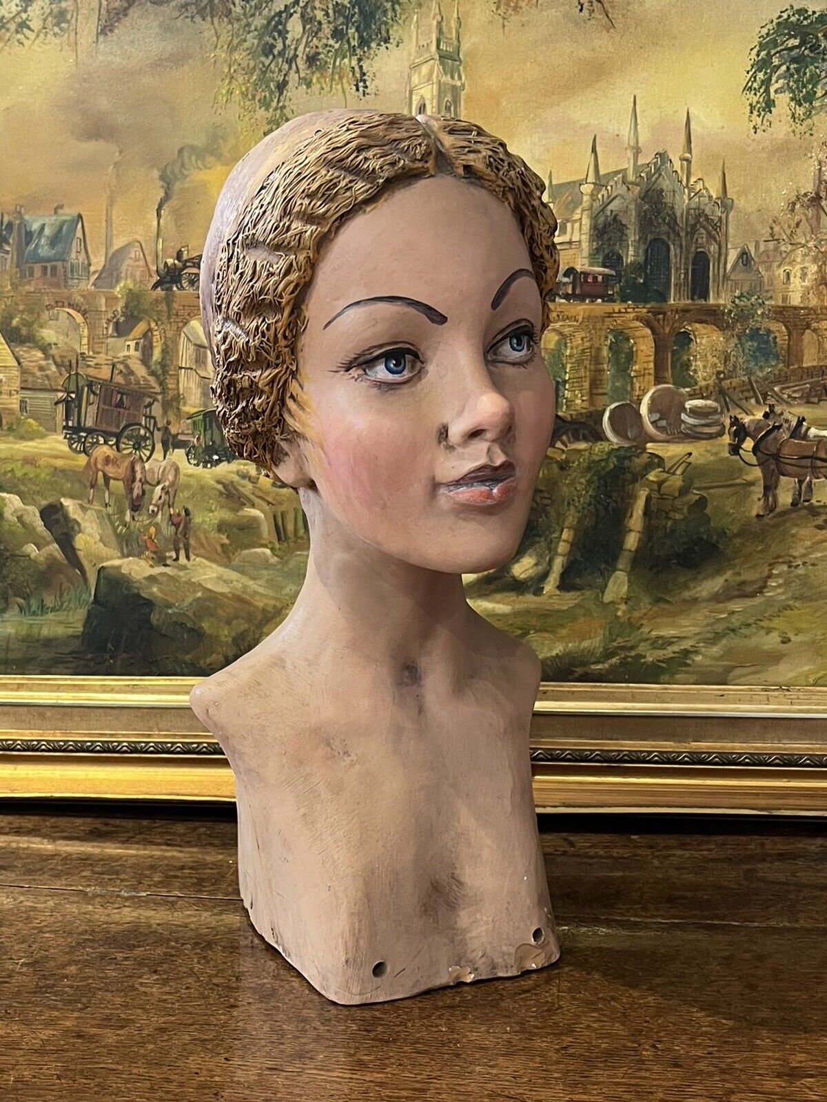 Art Deco Milliners Head, Heavy Pottery Model, Superb Quality