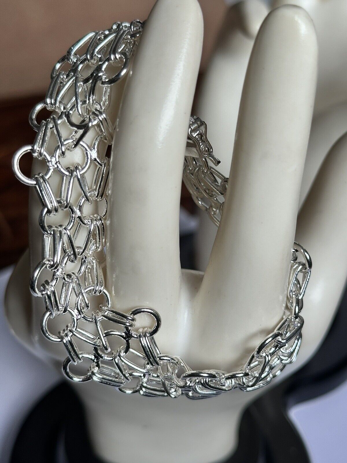 Silver 925 Detailed Chain Link Bracelet 25.52g