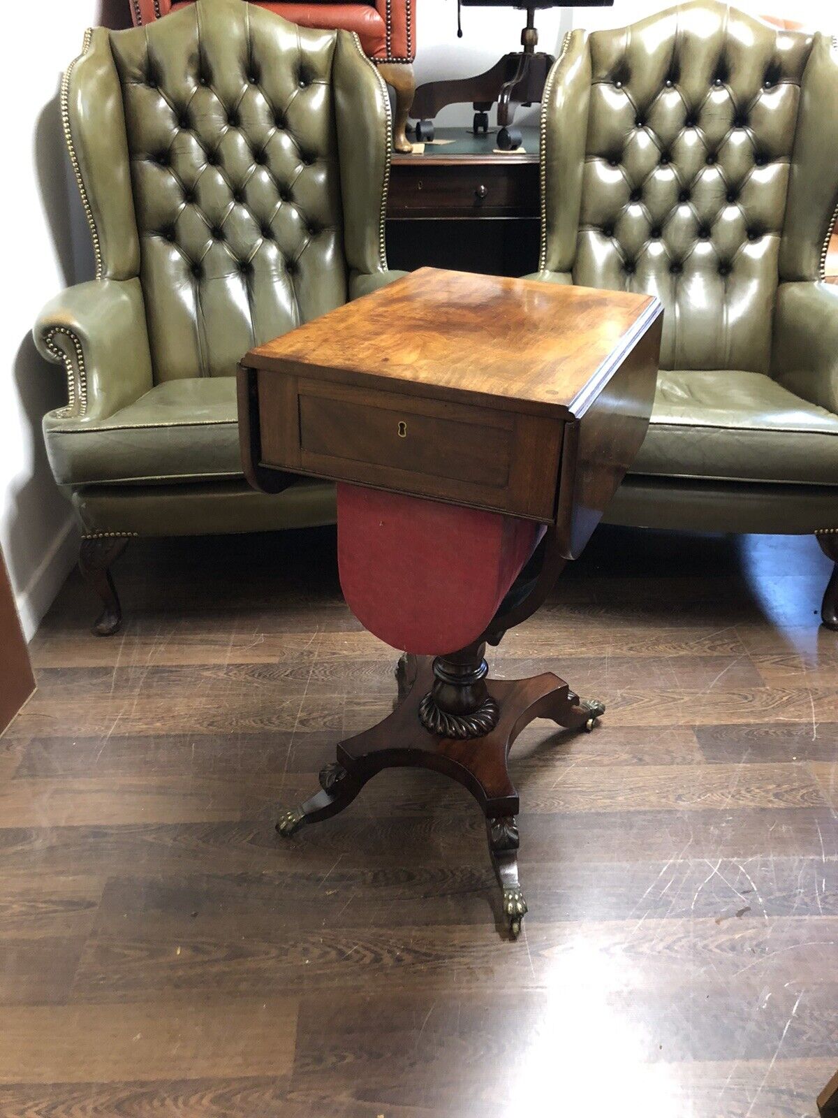 Antique Regency Mahogany Sewing Table / Workbox