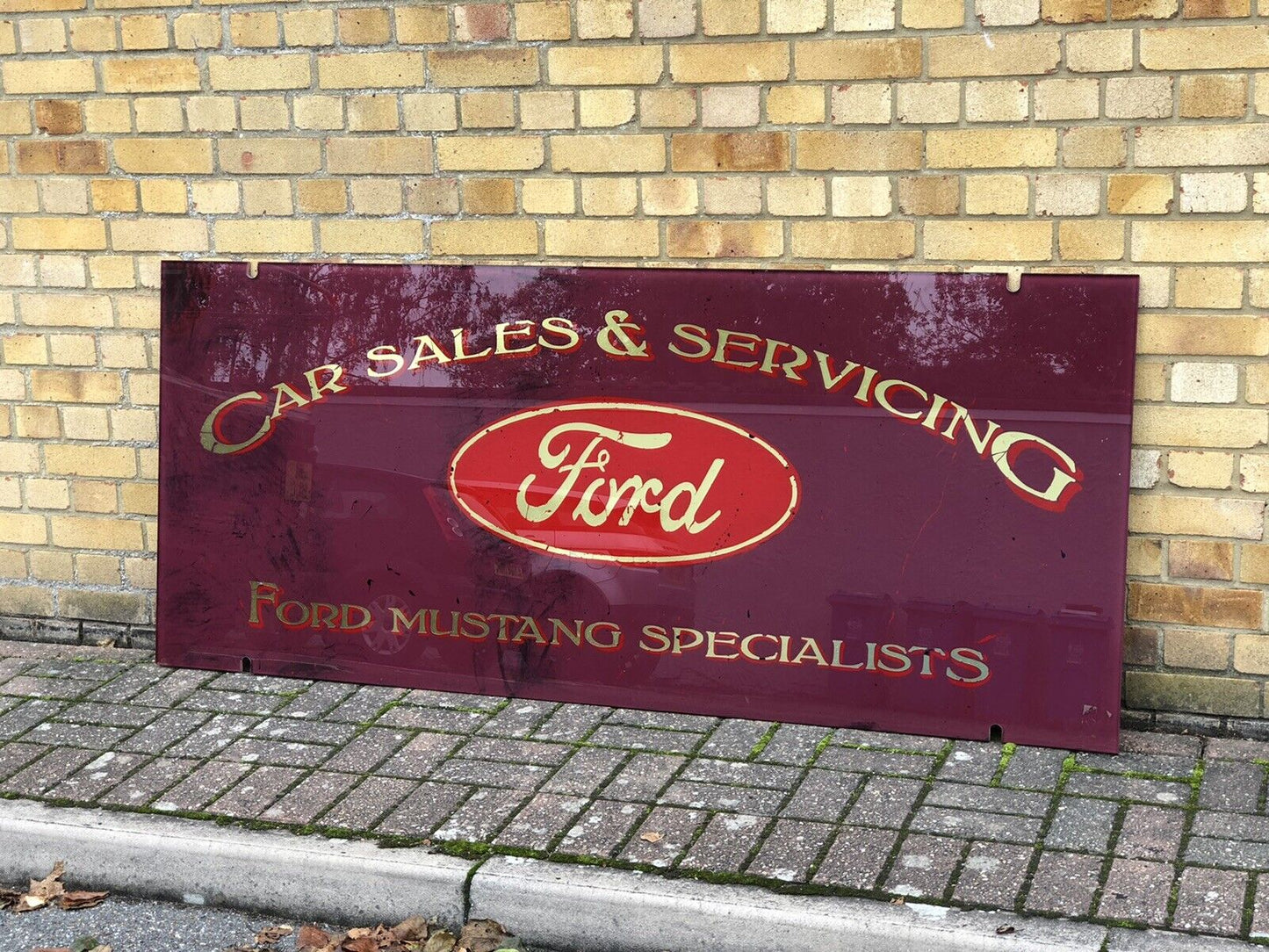 Ford Mustang Glass Garage Shop Sign. HUGE IN SIZE. 183 cms x 78 cms