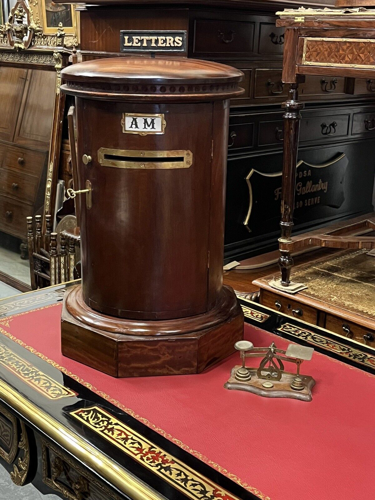 Antique Country House Letter/ Pillar Box, With Working Key & Lock. LARGE IN SIZE