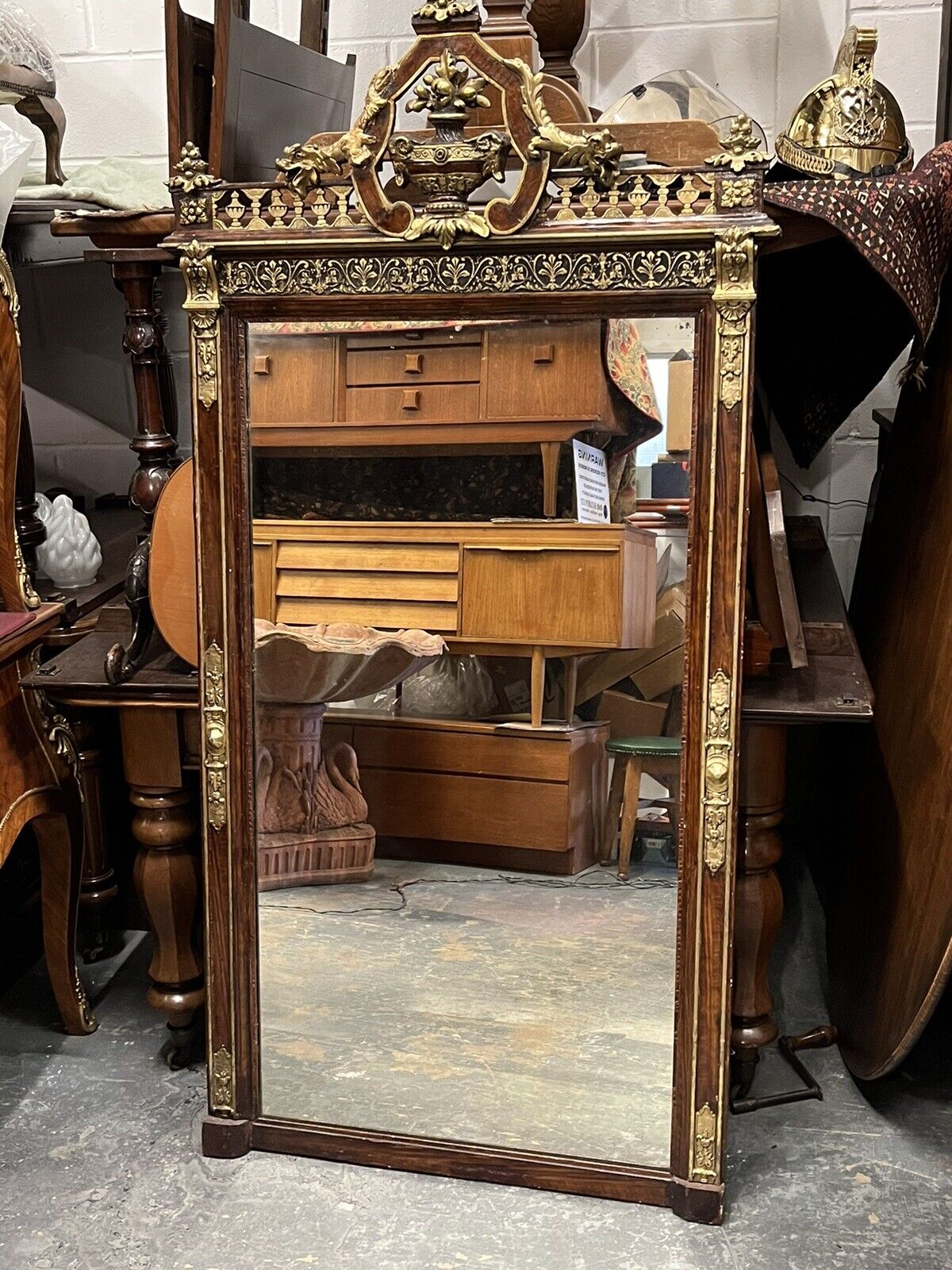 Antique Continental Gilt Mirror, Large & Impressive. Very Thick Antique Glass
