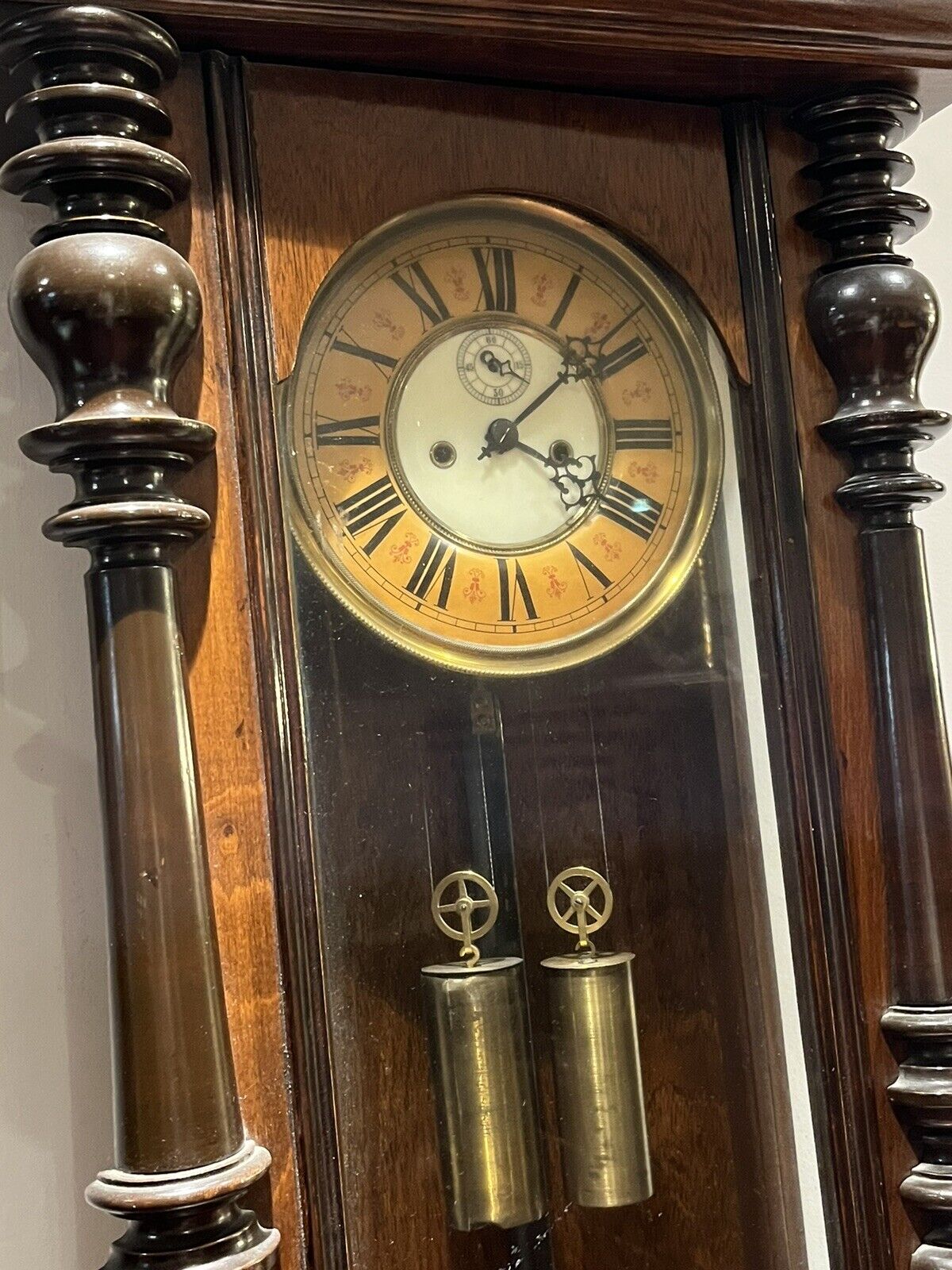 Victorian Vienna Regulator, Double Brass Weights.