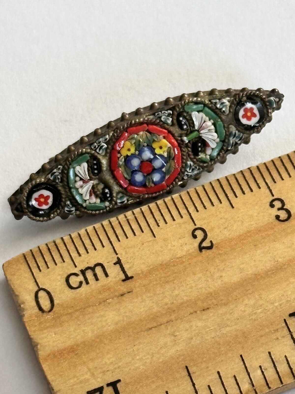 Vintage Micromosaic Flower Brooch
