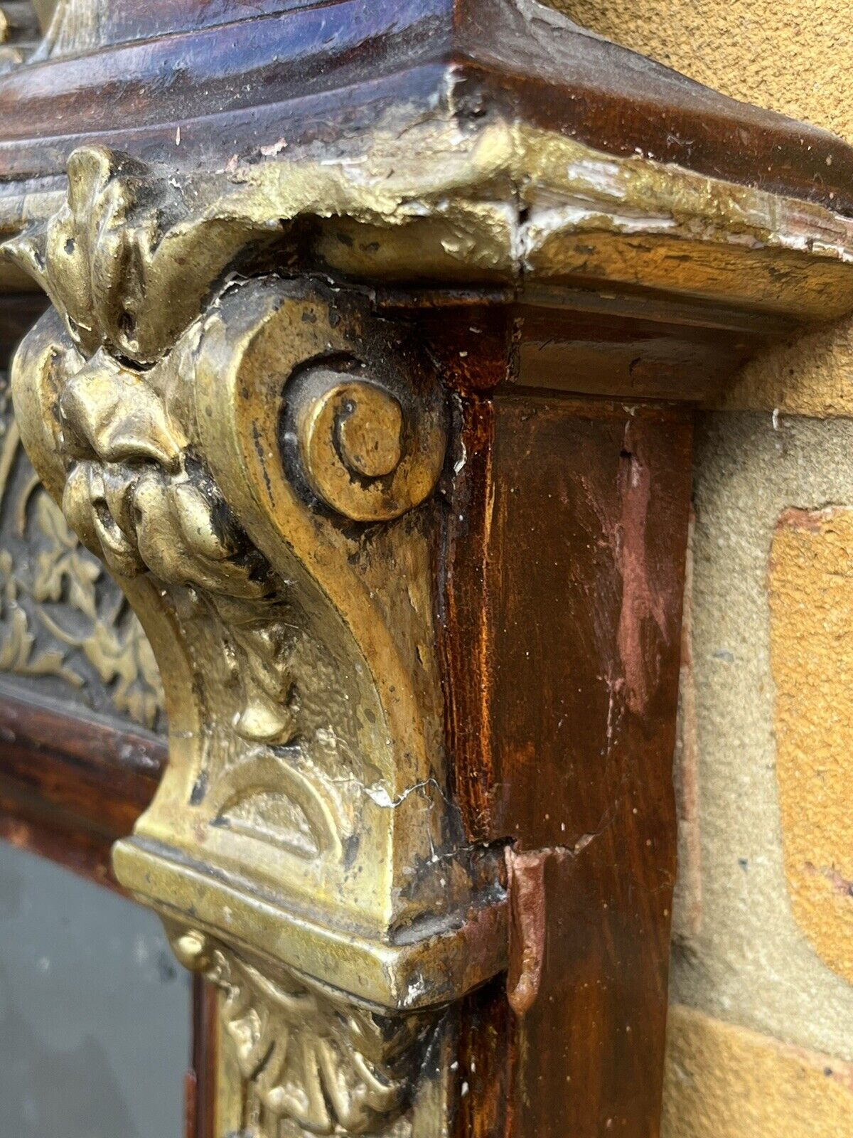 Antique Continental Gilt Mirror, Large & Impressive. Very Thick Antique Glass