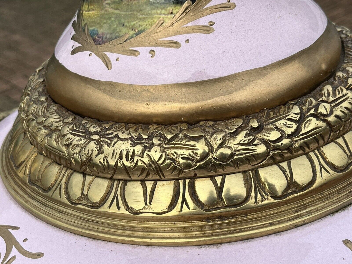 HUGE Freestanding Ormolu Mounted & Porcelain Lidded Urn. 134 Cms Tall.