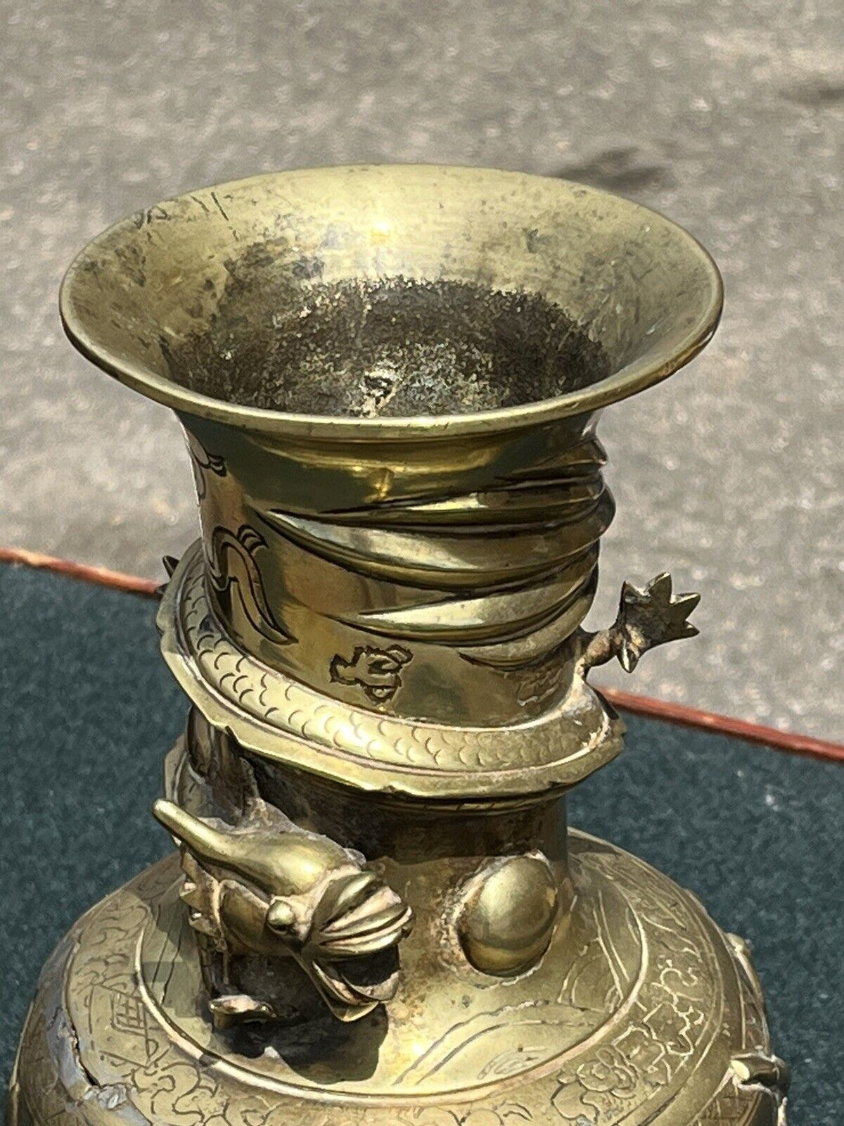 Antique Chinese Vase Decorated With A Dragon