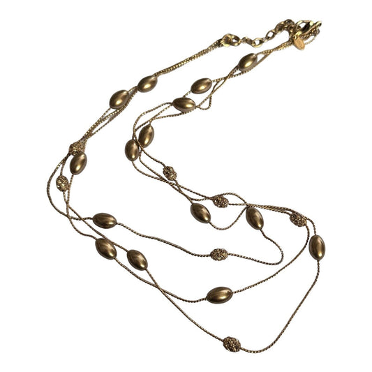 Vintage Monet Gold Tone Diamanté Beaded Necklace