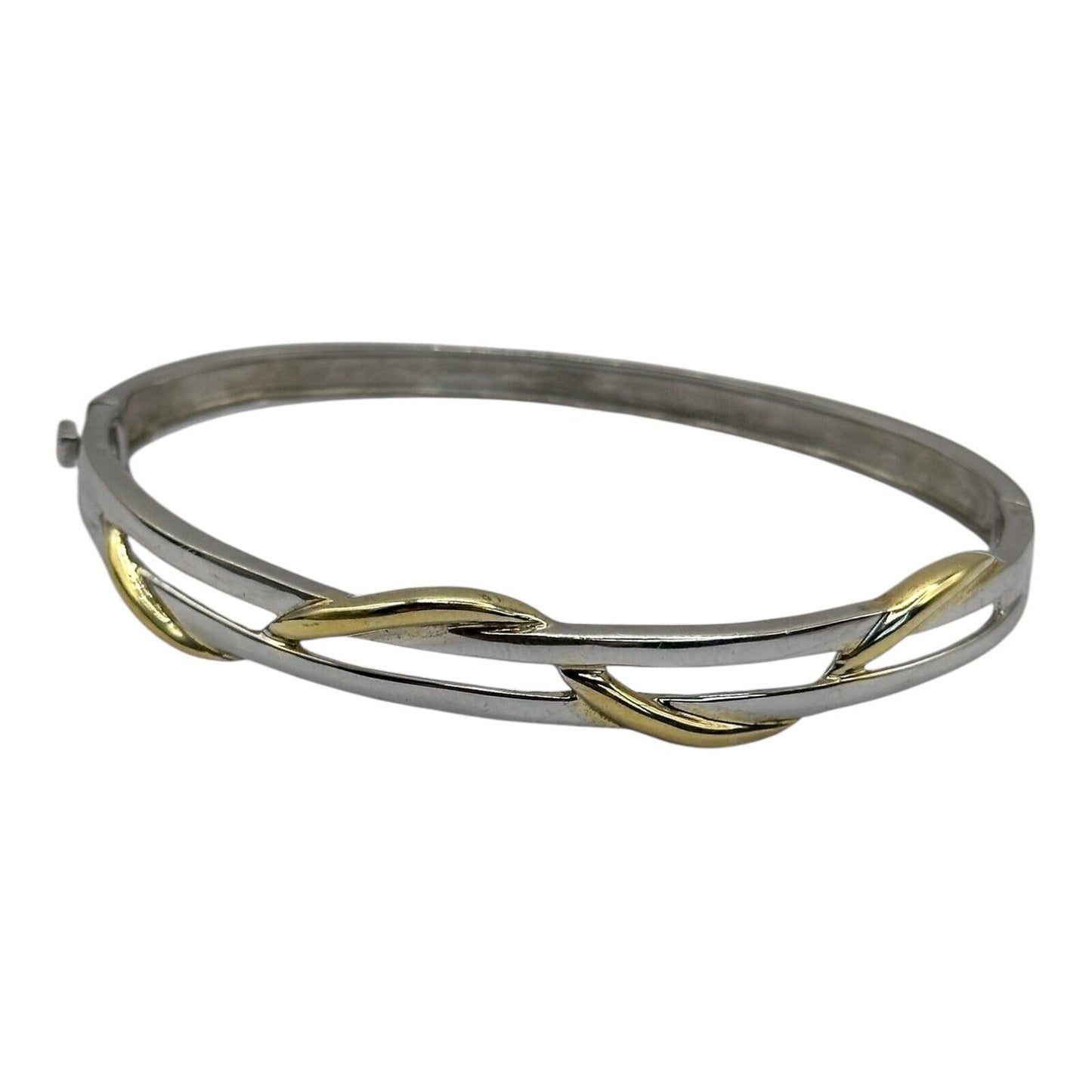 Vintage Silver 925 Swirl Gold Plated Bangle Safety Catch