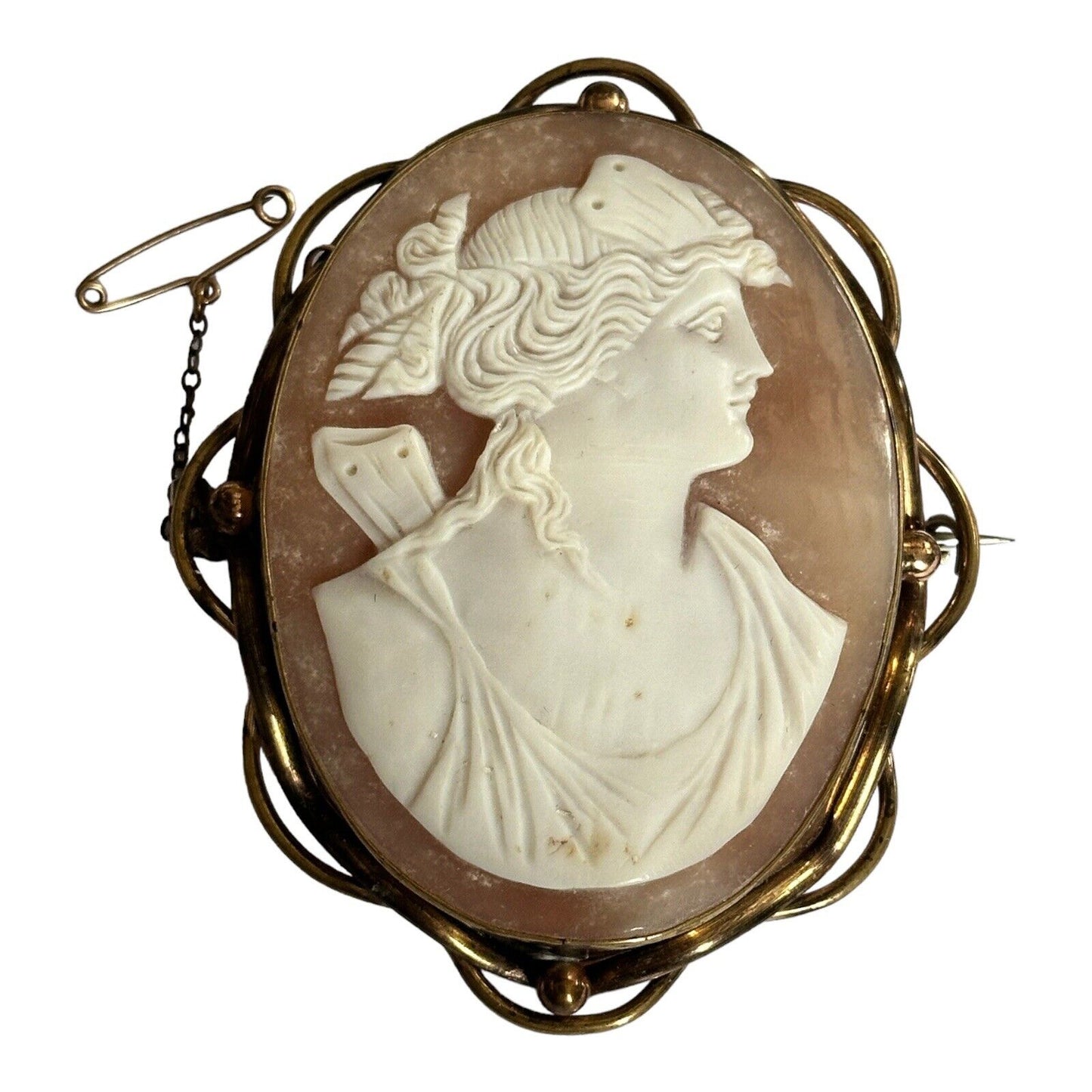 Antique Large Pinchbeck Shell Cameo Of Diana