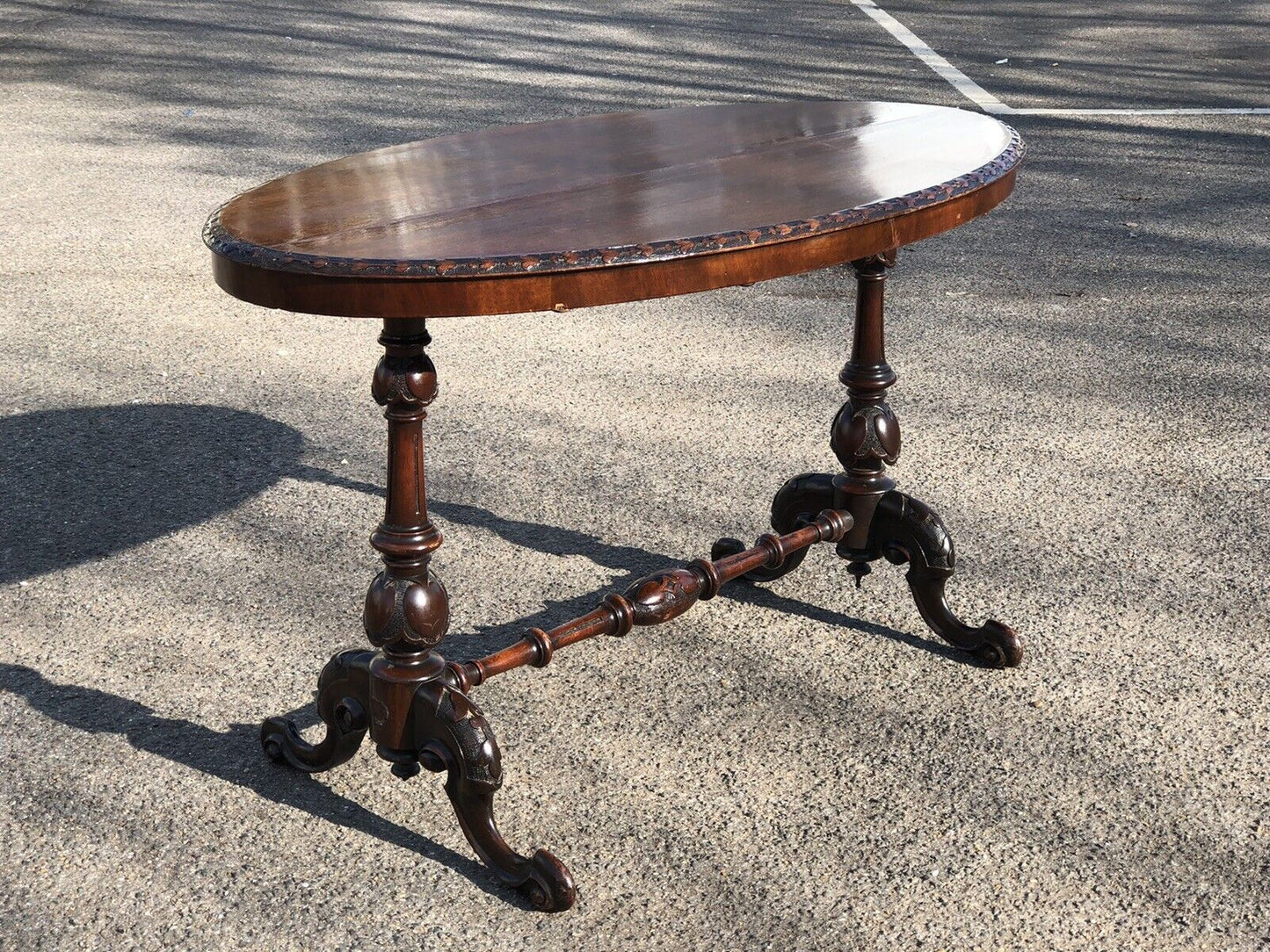Victorian Mahogany Side Table / Hall Table, On Cabriole Feet