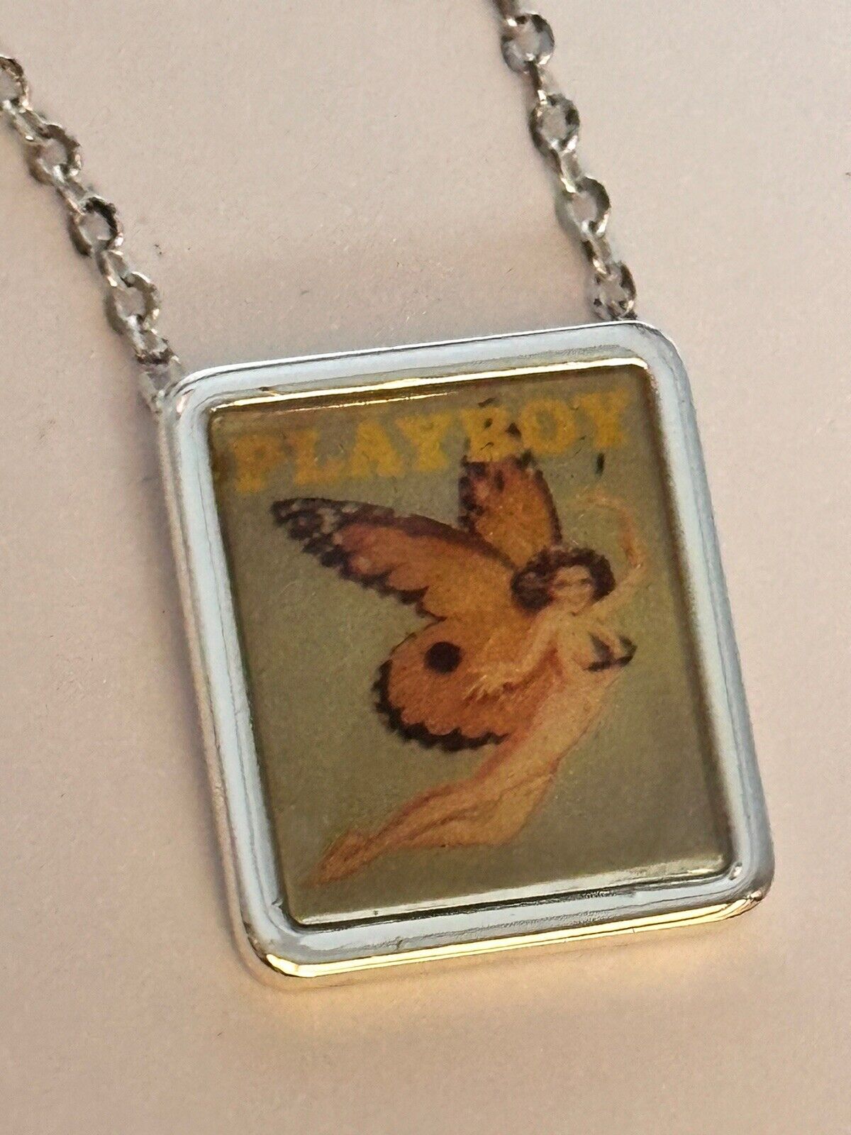 Vintage Playboy Woman Butterfly Necklace Boxed